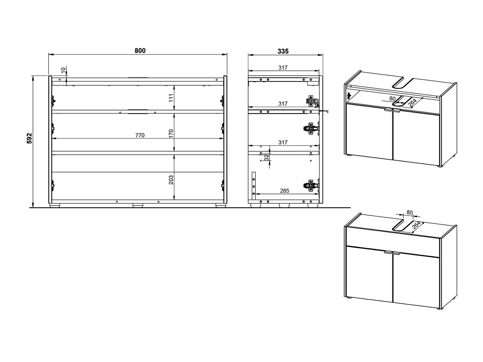 Conjunto para casa de banho Ventei 110 (Branco + Navarra carvalho)