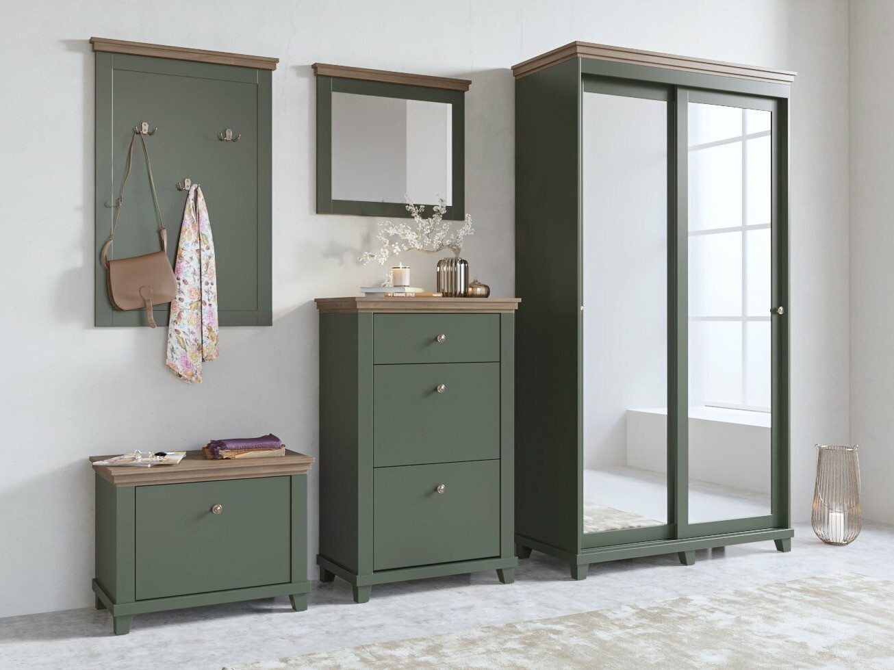 Cabide Tolnue 130 (Verde escuro + Carvalho lefkas)