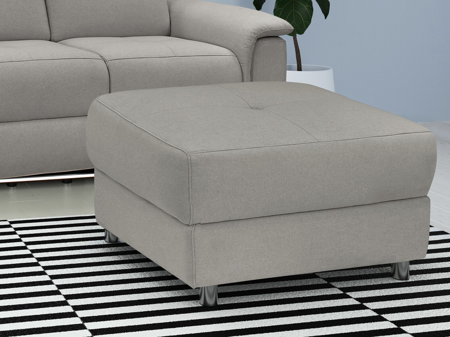 Banco estofado Denton 1312 (Cinzento claro)