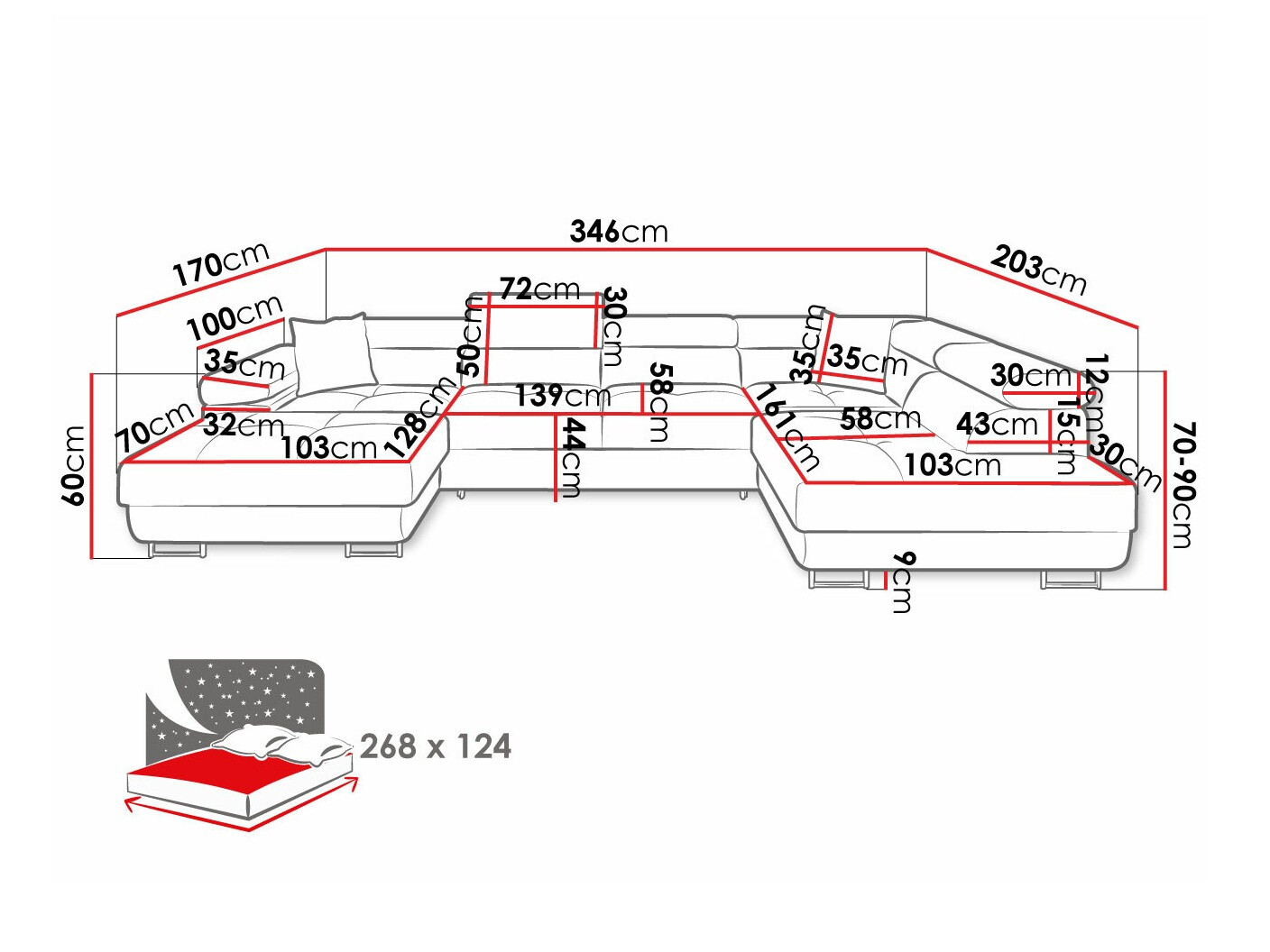 Sofá de canto Comfivo Eliferu 103 (Manila 02)