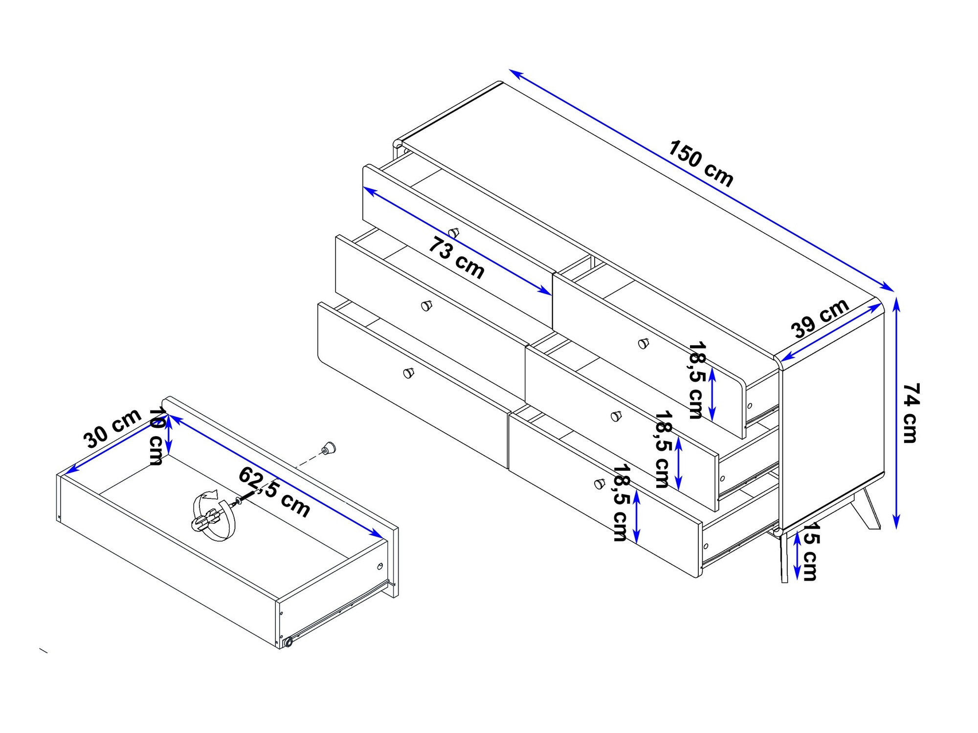 Cómoda Elbtena 101 (Carvalho + Branco)