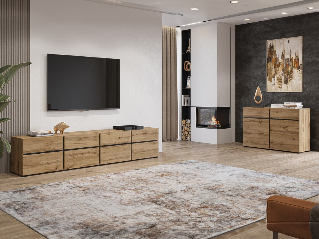 Conjunto para sala de estar Alfere 107 (Carvalho wotan)