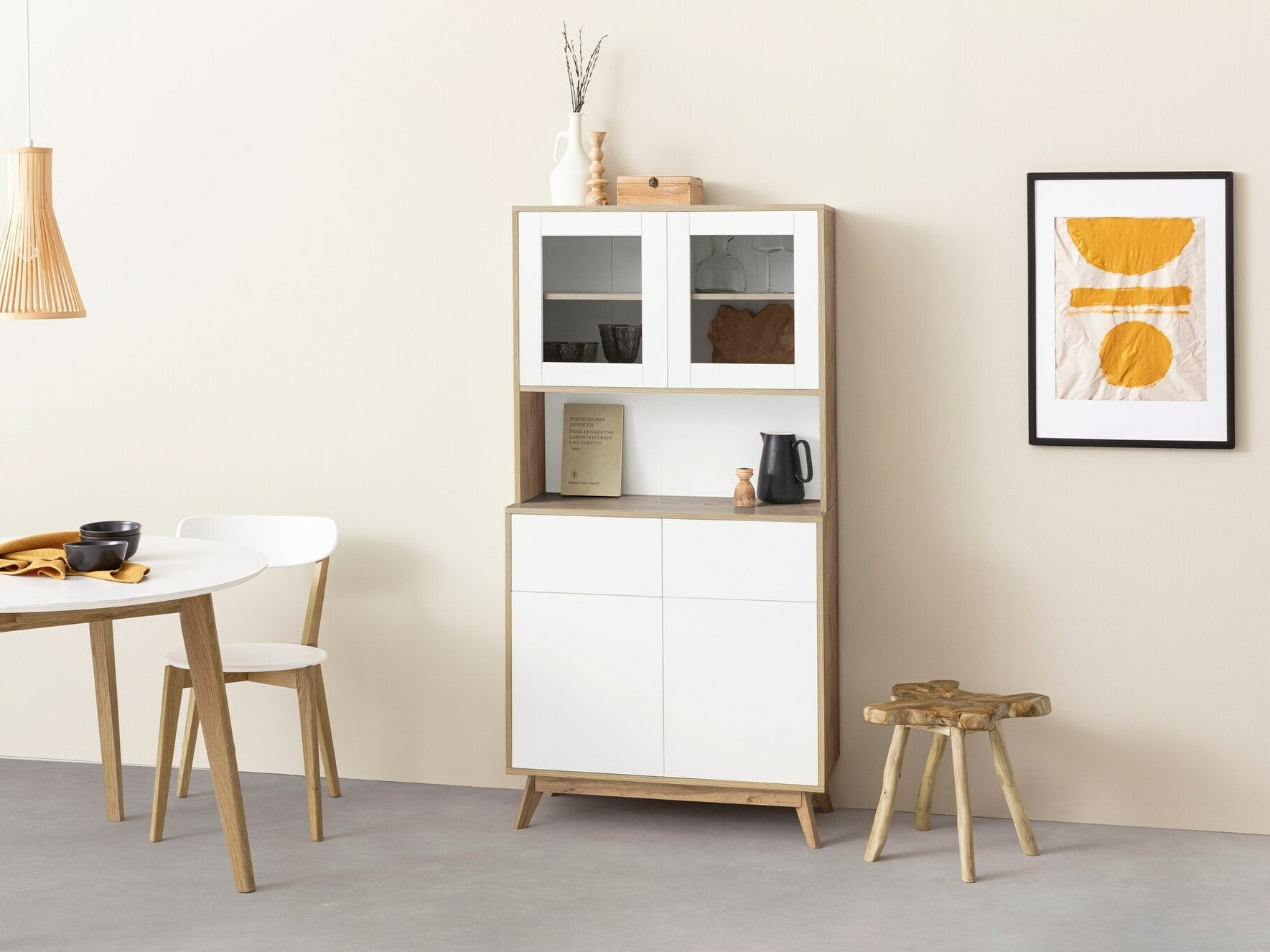 Estante Denton 890 (Branco + Carvalho)