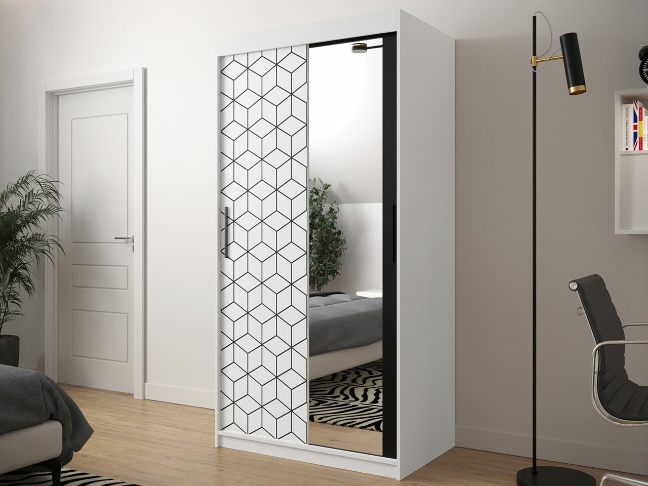 Roupeiro Hartford 286 (Branco + Preto)