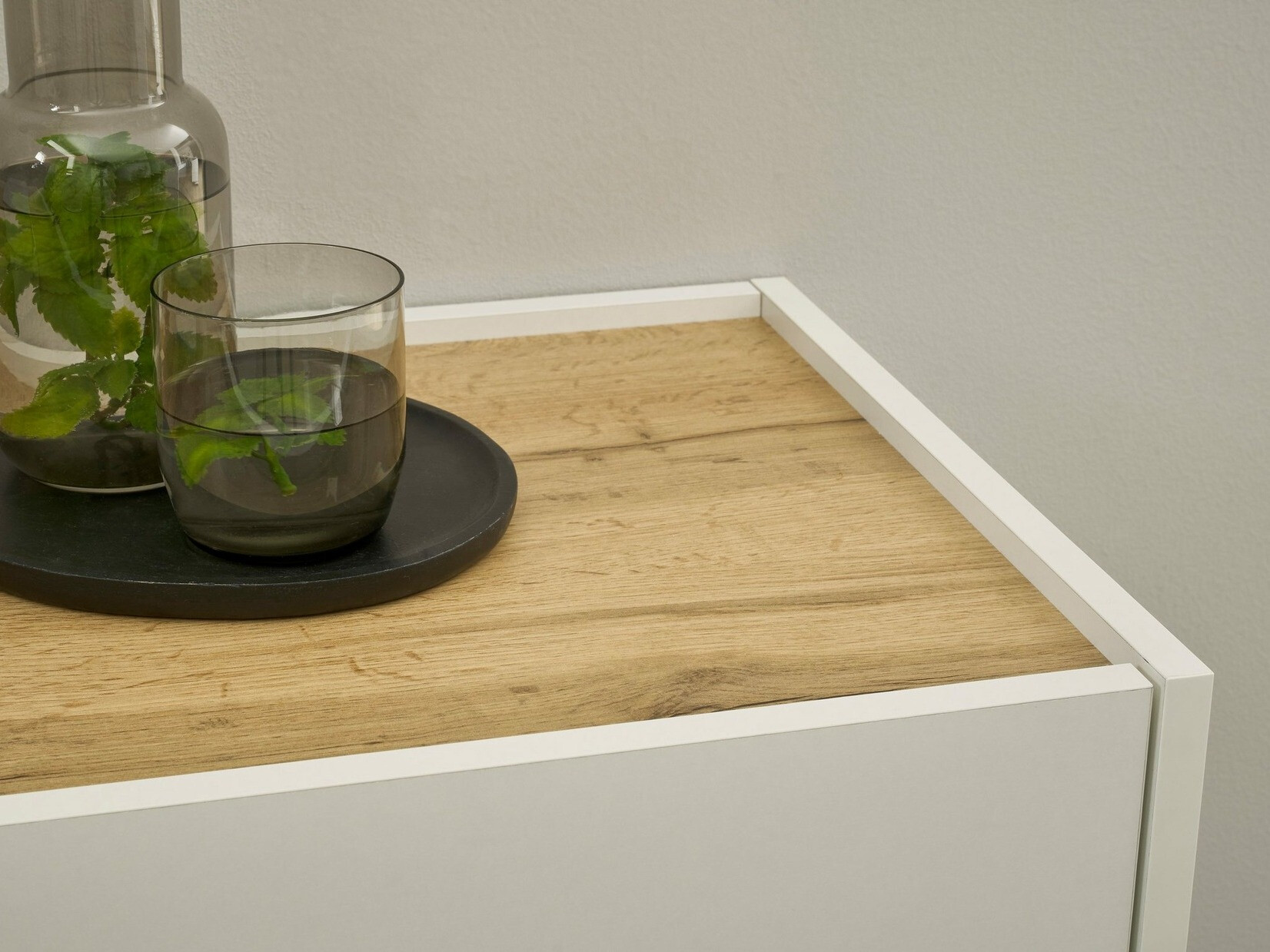 Armário suspenso Elbsori 109 (Branco + Carvalho wotan)