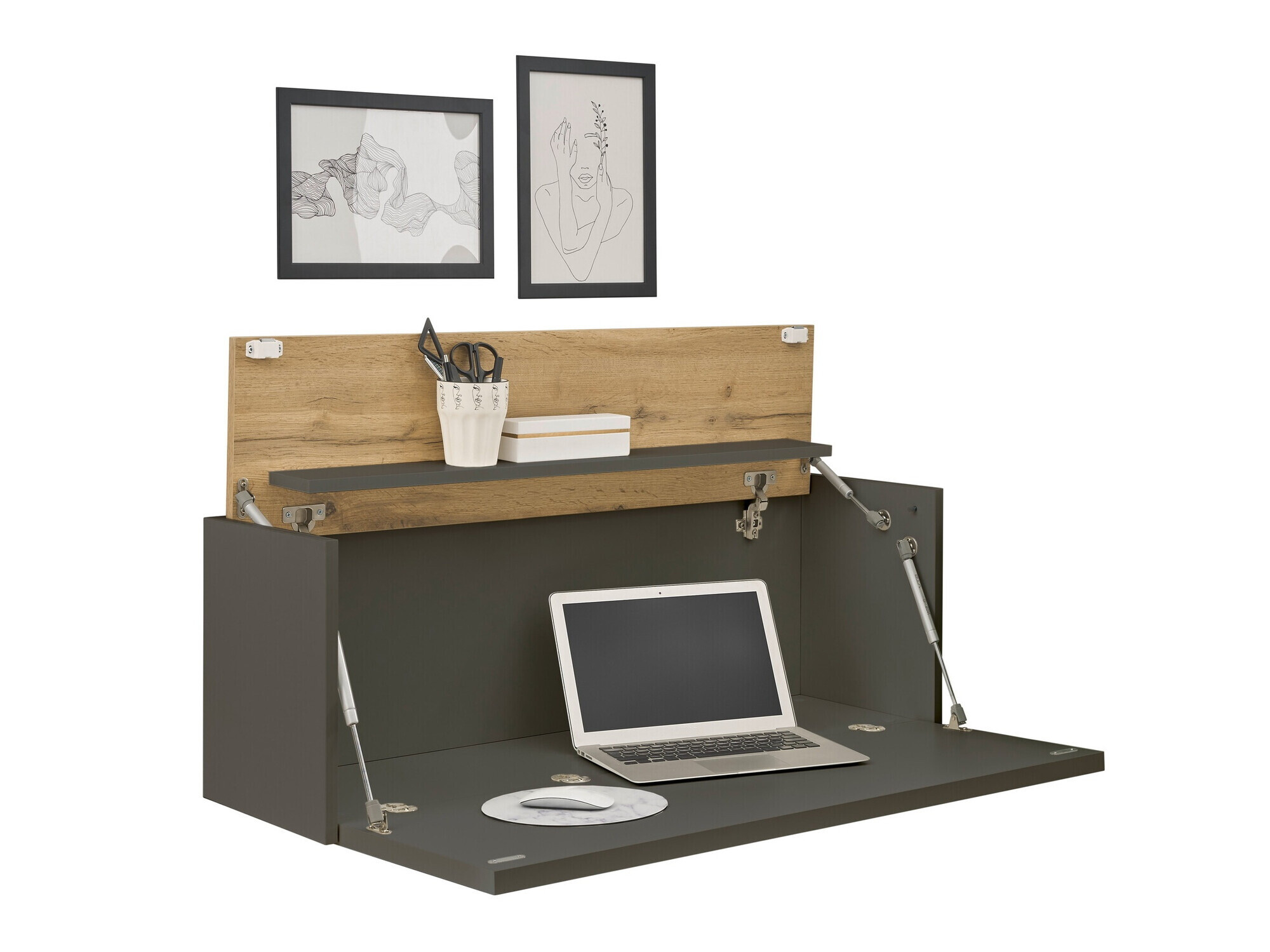 Mesa de escritório Elbsori 107 (Antracite + Carvalho wotan)