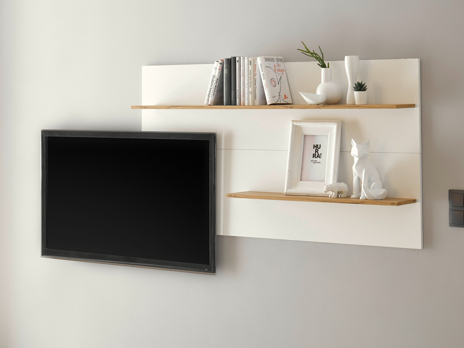 Estante de parede Elbsori 112 (Branco + Carvalho wotan)
