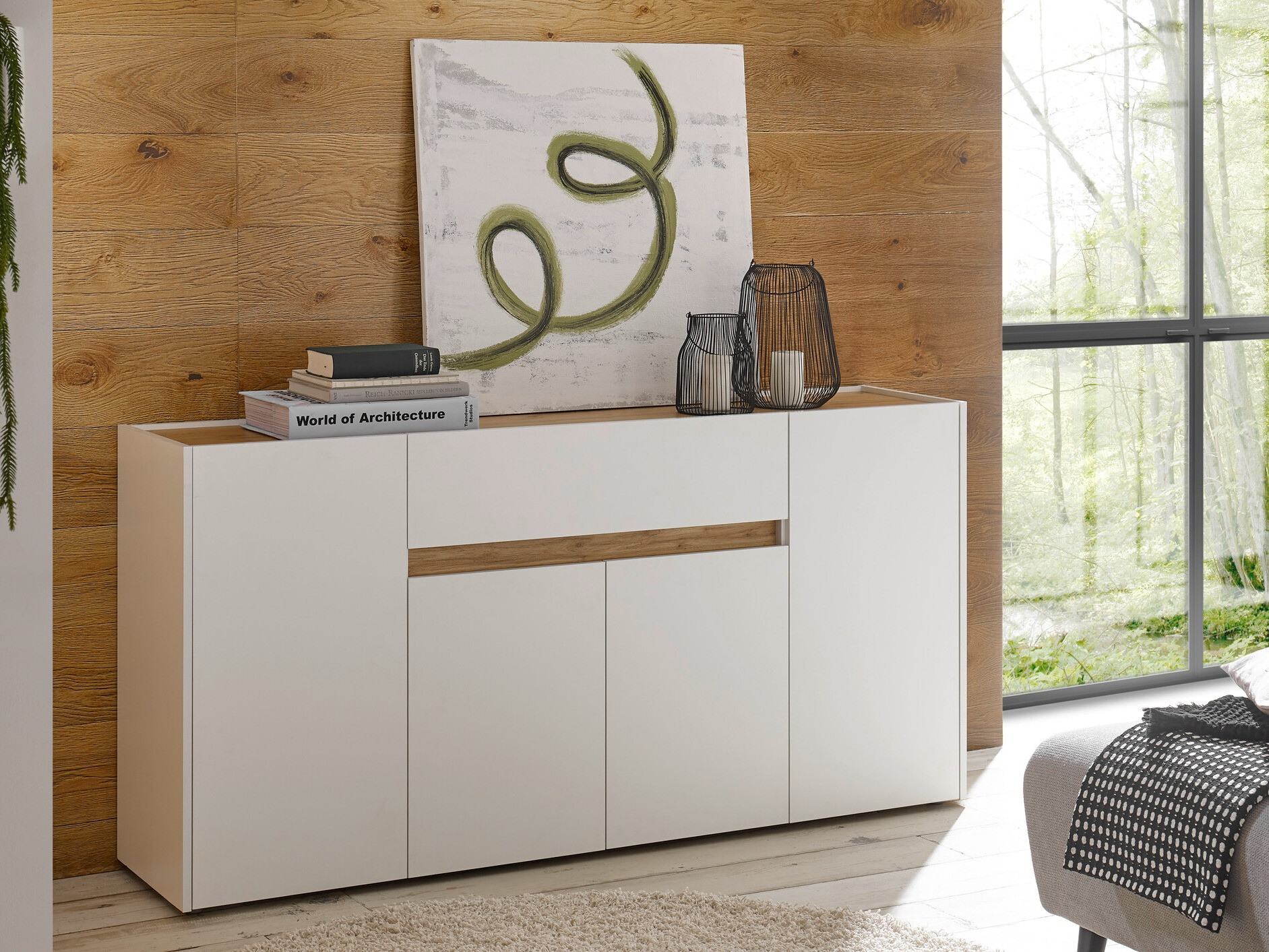 Cómoda Elbsori 117 (Branco + Carvalho wotan)