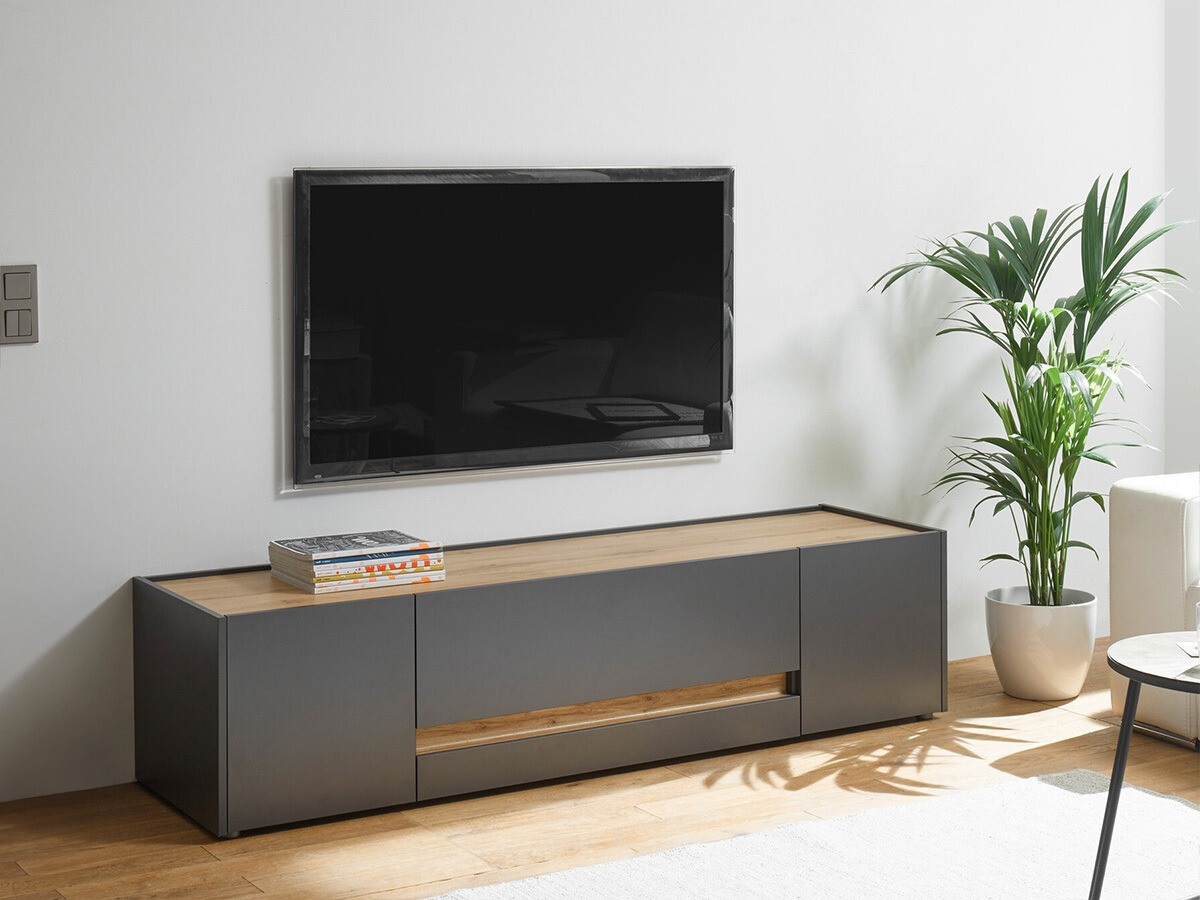 Móvel de TV Elbsori 115 (Antracite + Carvalho wotan)