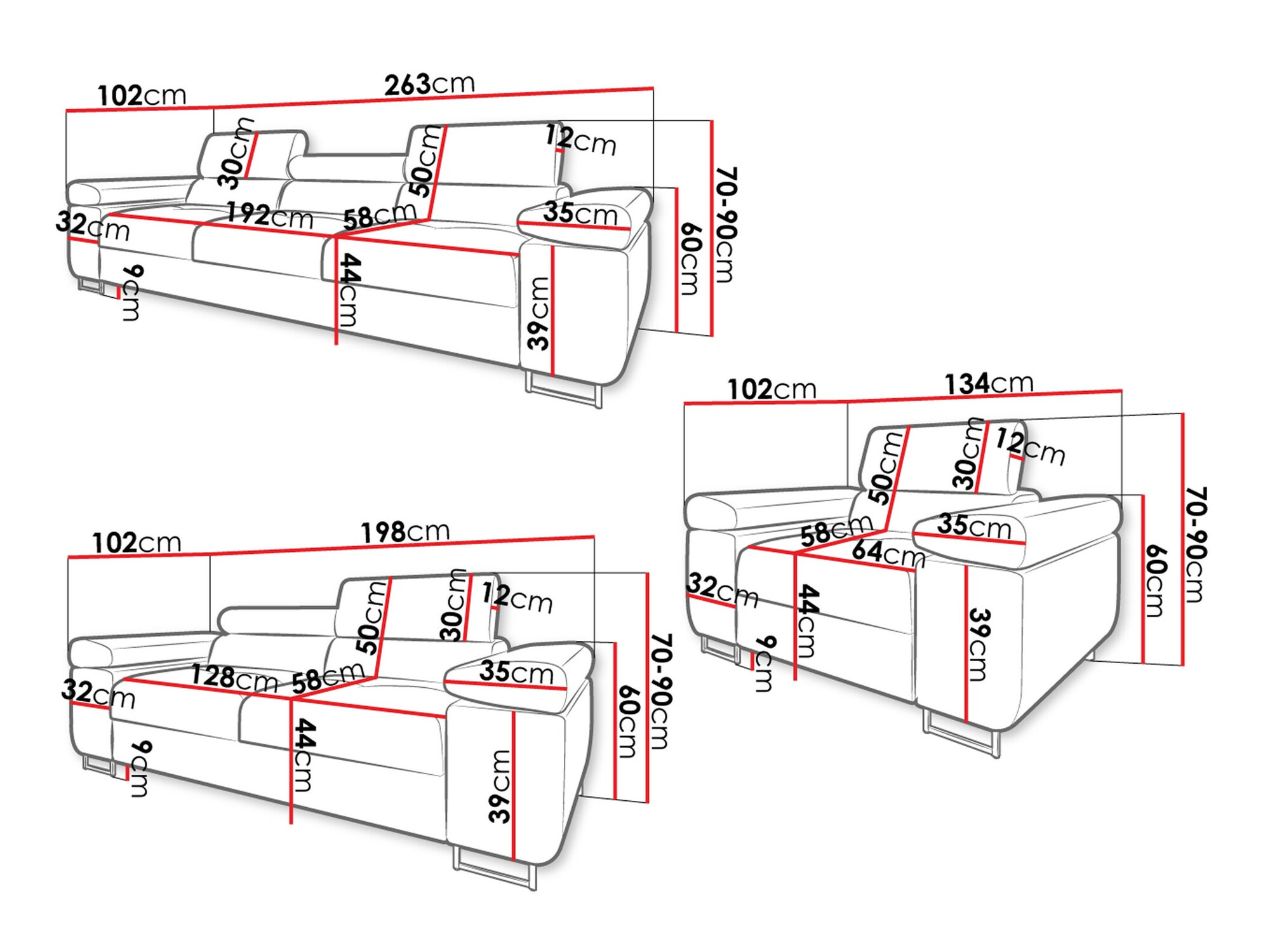 Conjunto de mobiliário com estofo Comfivo Eliferu 107 (Poso 14)