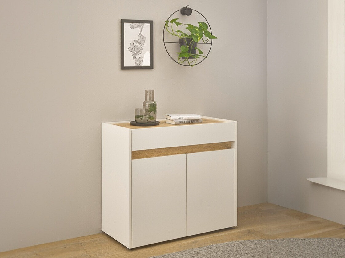 Cómoda Elbsori 110 (Branco + Carvalho wotan)