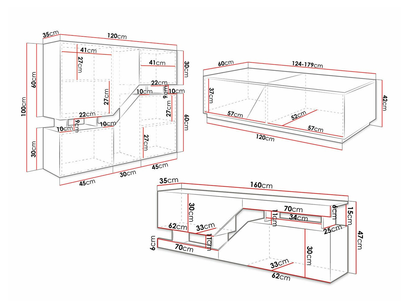 Conjunto para sala de estar Comfivo Daldune I (Carvalho wotan + Antracite)