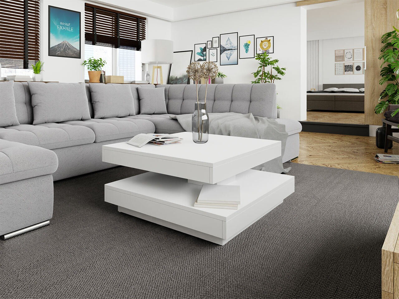 Mesa de centro extensível Comfivo Pisces (Branco)