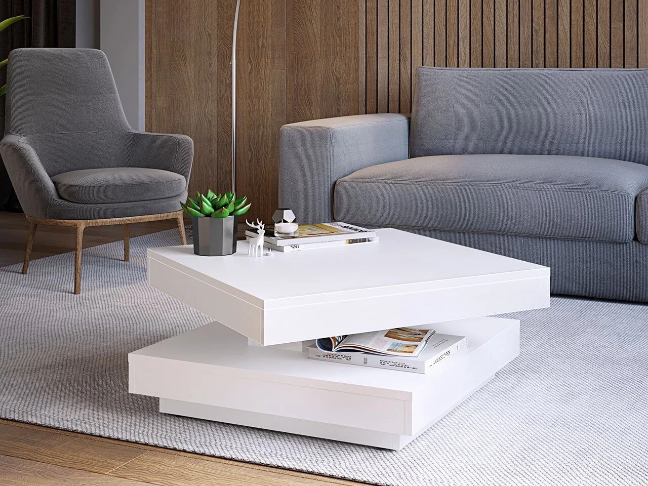 Mesa de centro extensível Comfivo Pisces (Branco)