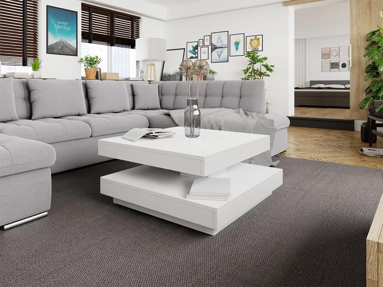 Mesa de centro extensível Comfivo Pisces (Branco)