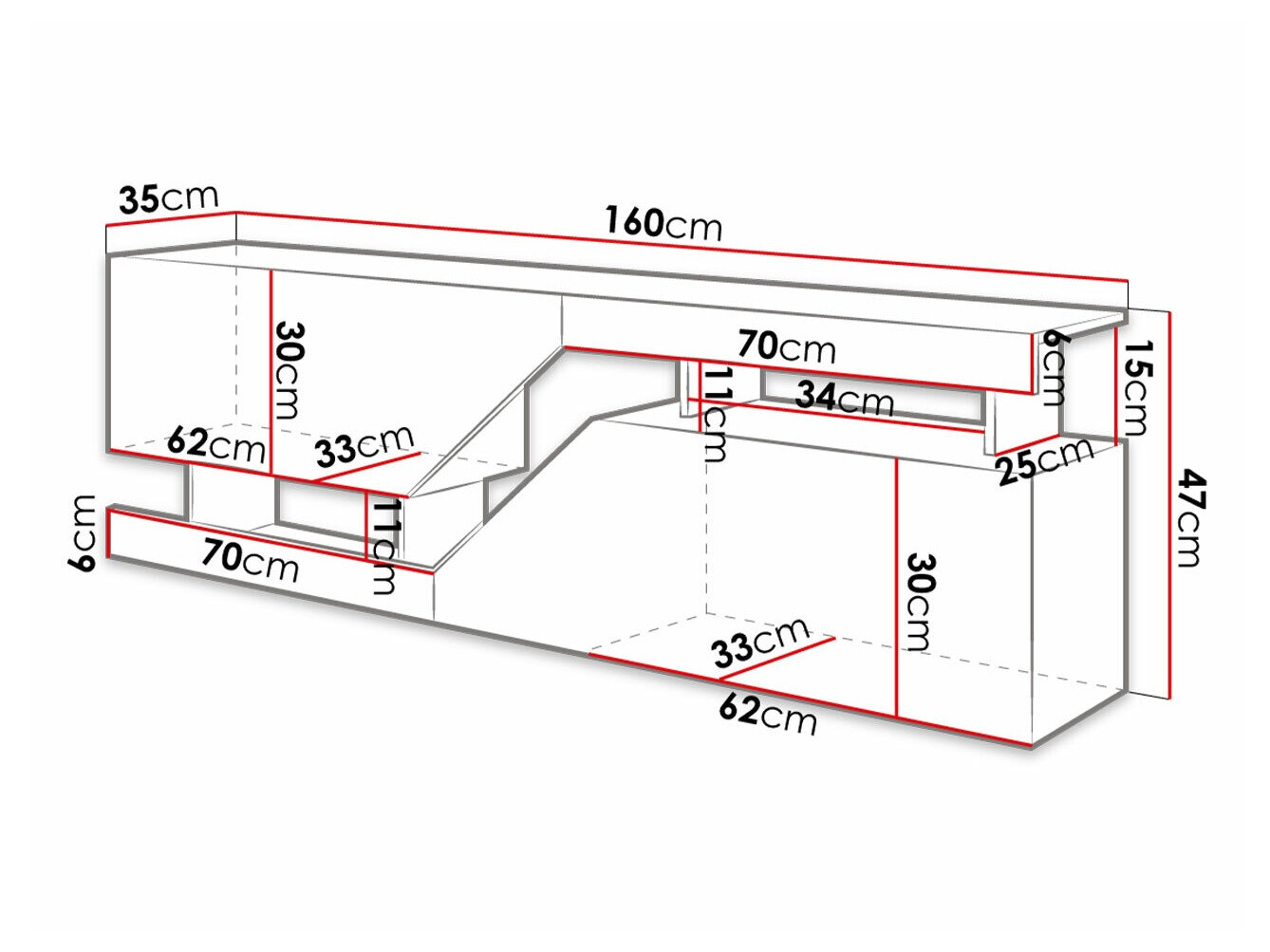Móvel de TV Comfivo Daldune (Antracite + Carvalho wotan)