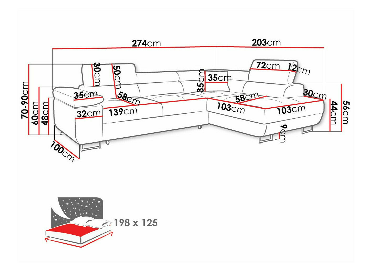 Sofá de canto Comfivo Vinetum I (Venus Velvet 2927)