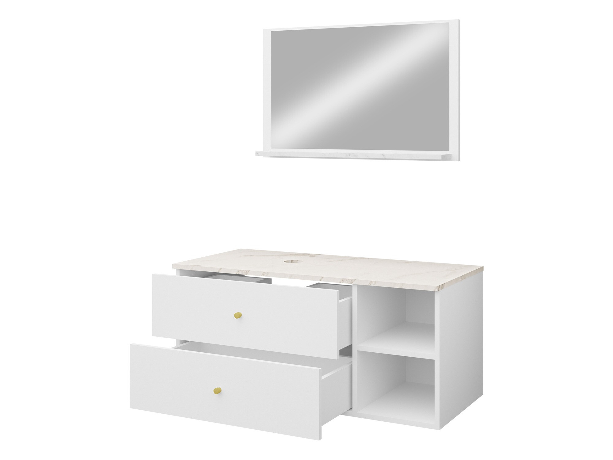 Conjunto para casa de banho Ophruvi 100 (Preto + Mármore preto)