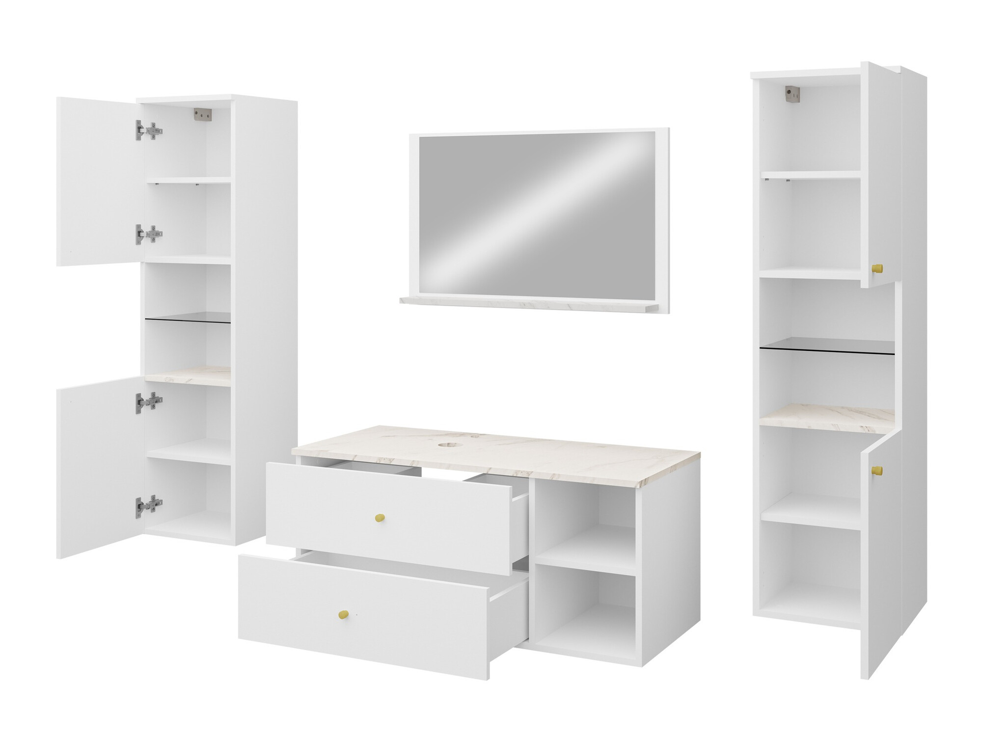 Conjunto para casa de banho Salus III (Preto + Mármore preto)