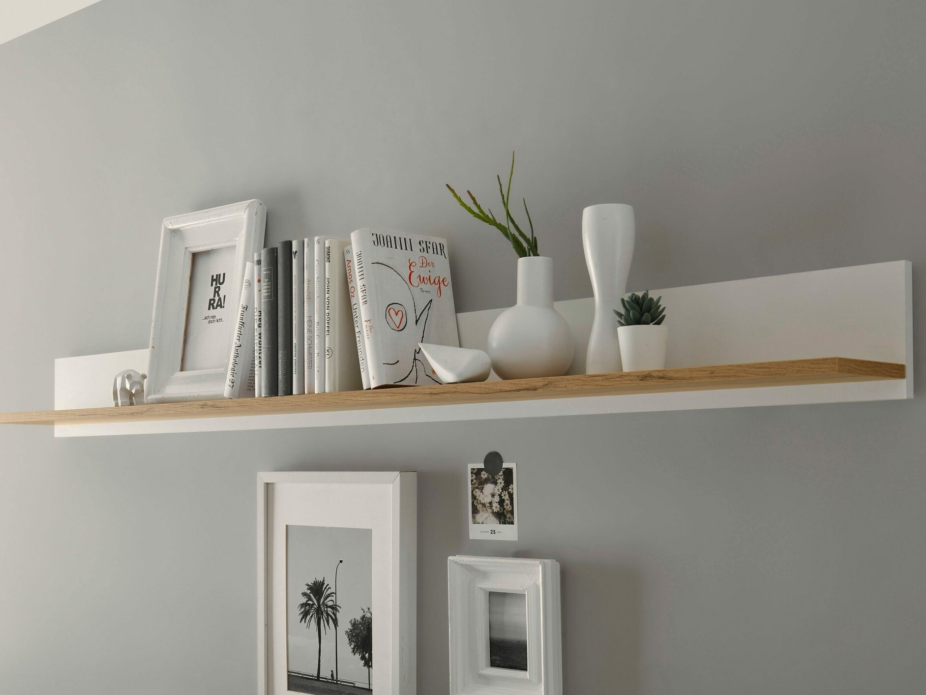 Estante de parede Elbsori 126 (Branco + Carvalho wotan)