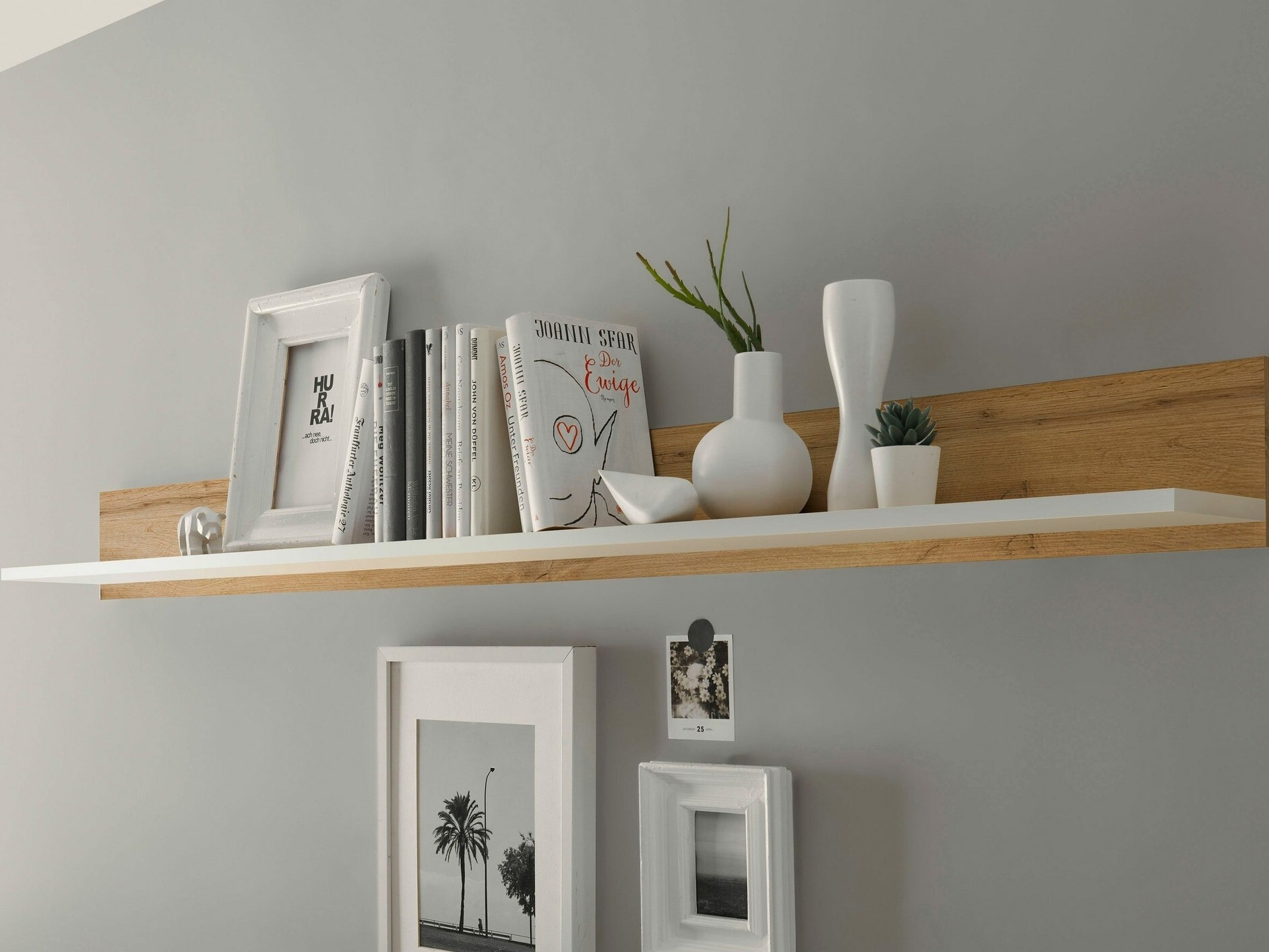 Estante de parede Elbsori 126 (Carvalho wotan + Branco)