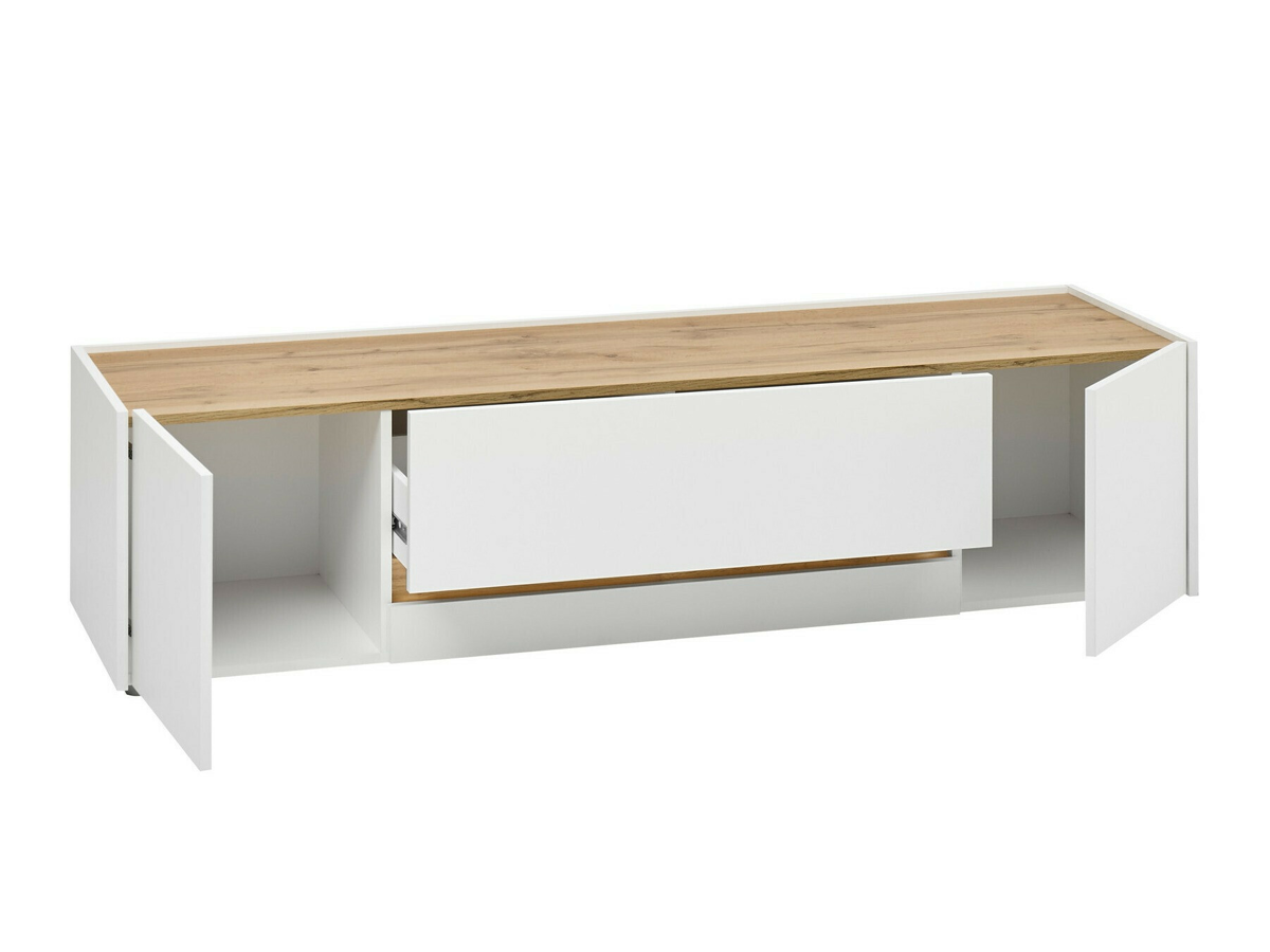 Conjunto para sala de estar Elbsori 130 (Branco + Carvalho wotan)