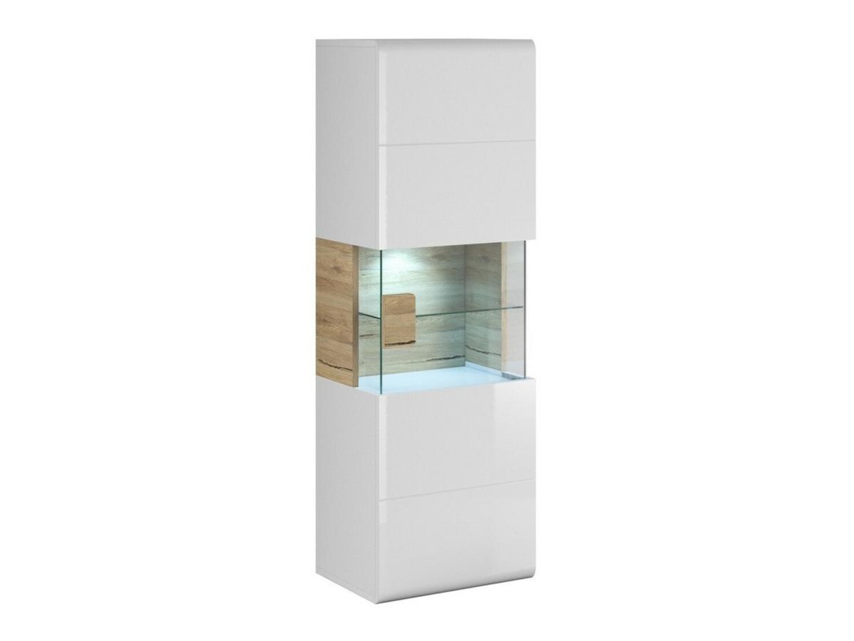 Estante de parede Torsone 109 (Branco + Branco brilhante + Carvalho de san remo)
