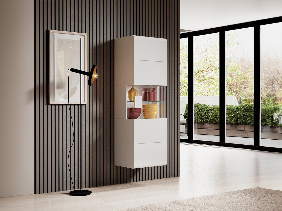 Estante de parede Torsone 109 (Branco + Branco brilhante)