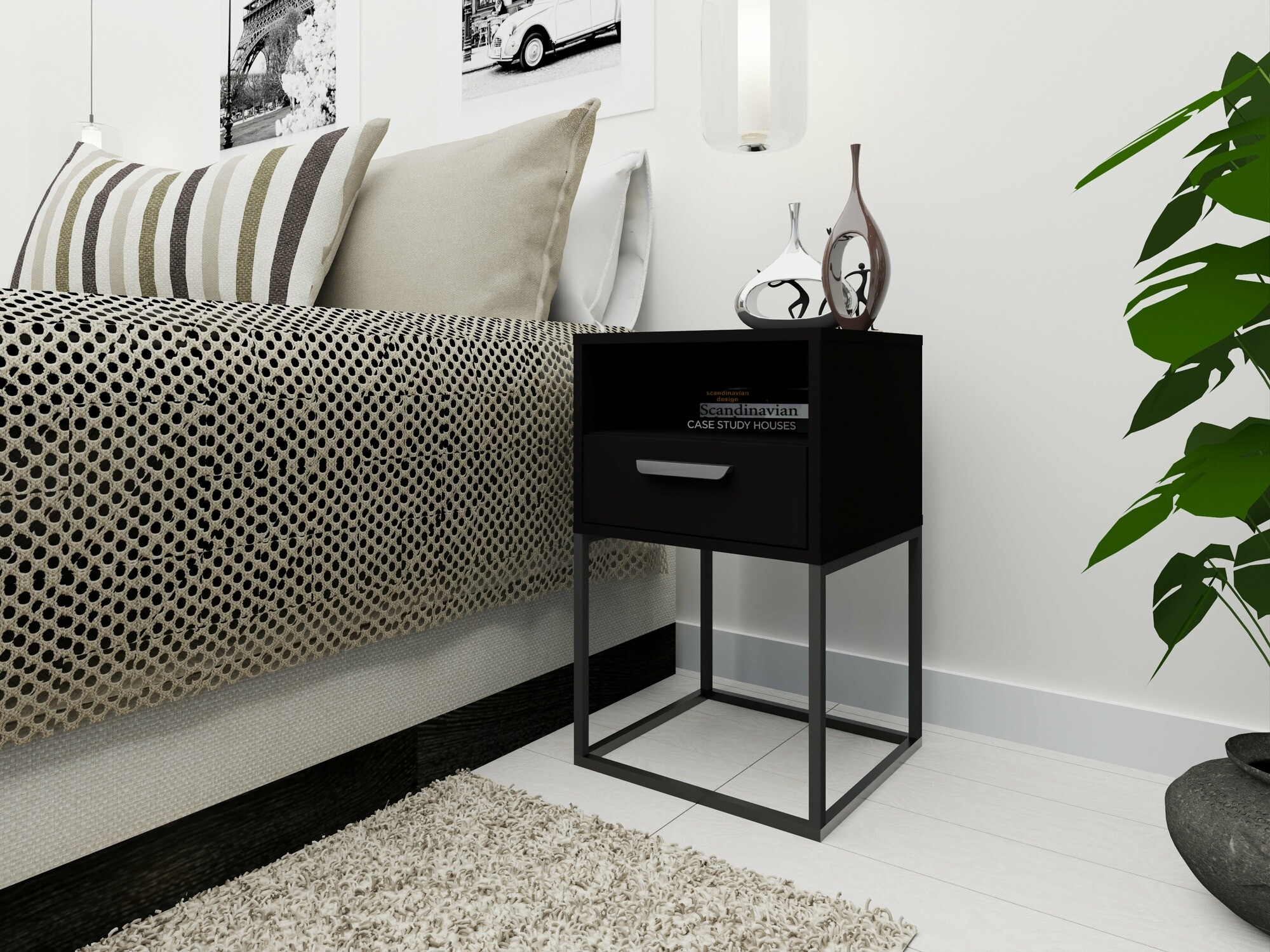 Mesa de cabeceira Bristol 193 (Preto)