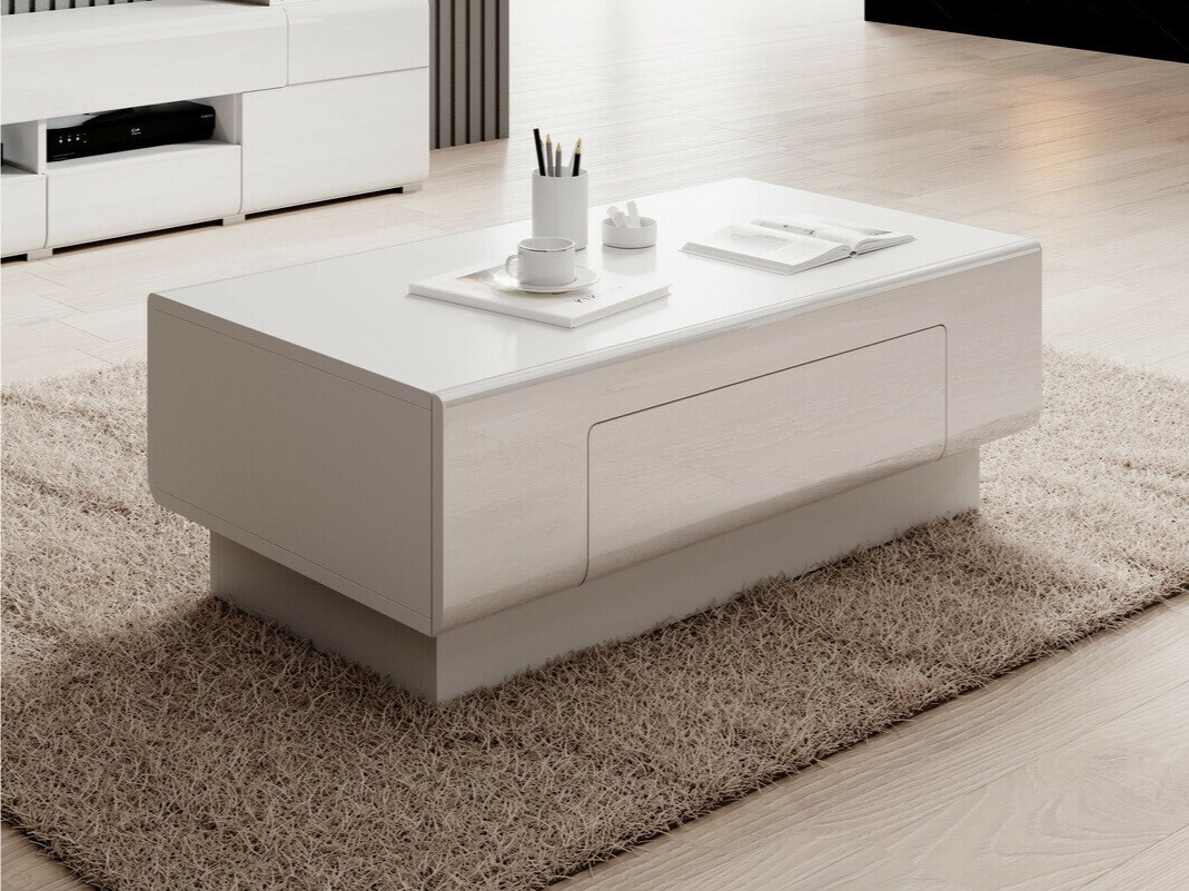 Mesa de centro Torsone 111 (Branco + Branco brilhante)