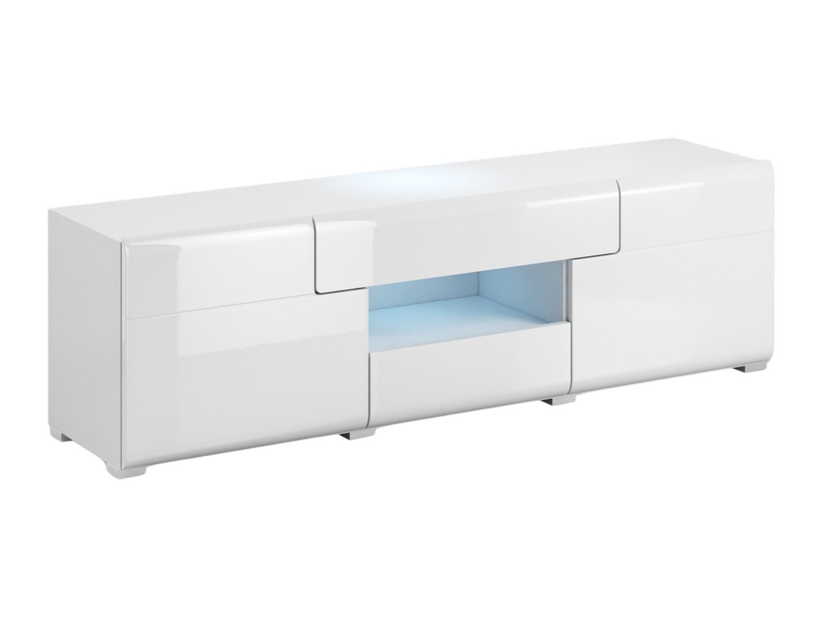 Móvel de TV Torsone 101 (Branco + Branco brilhante)