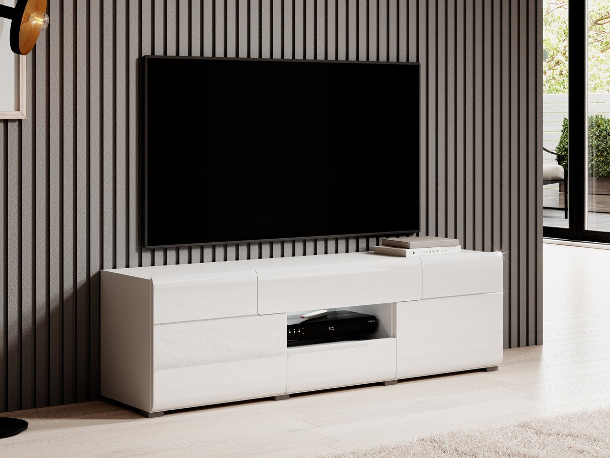 Móvel de TV Torsone 101 (Branco + Branco brilhante)