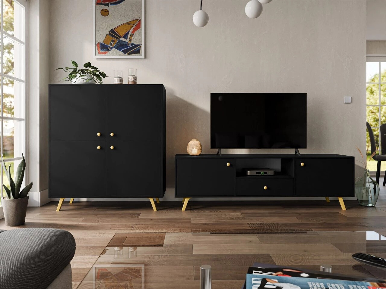 Conjunto para sala de estar Monfera 105 (Preto)