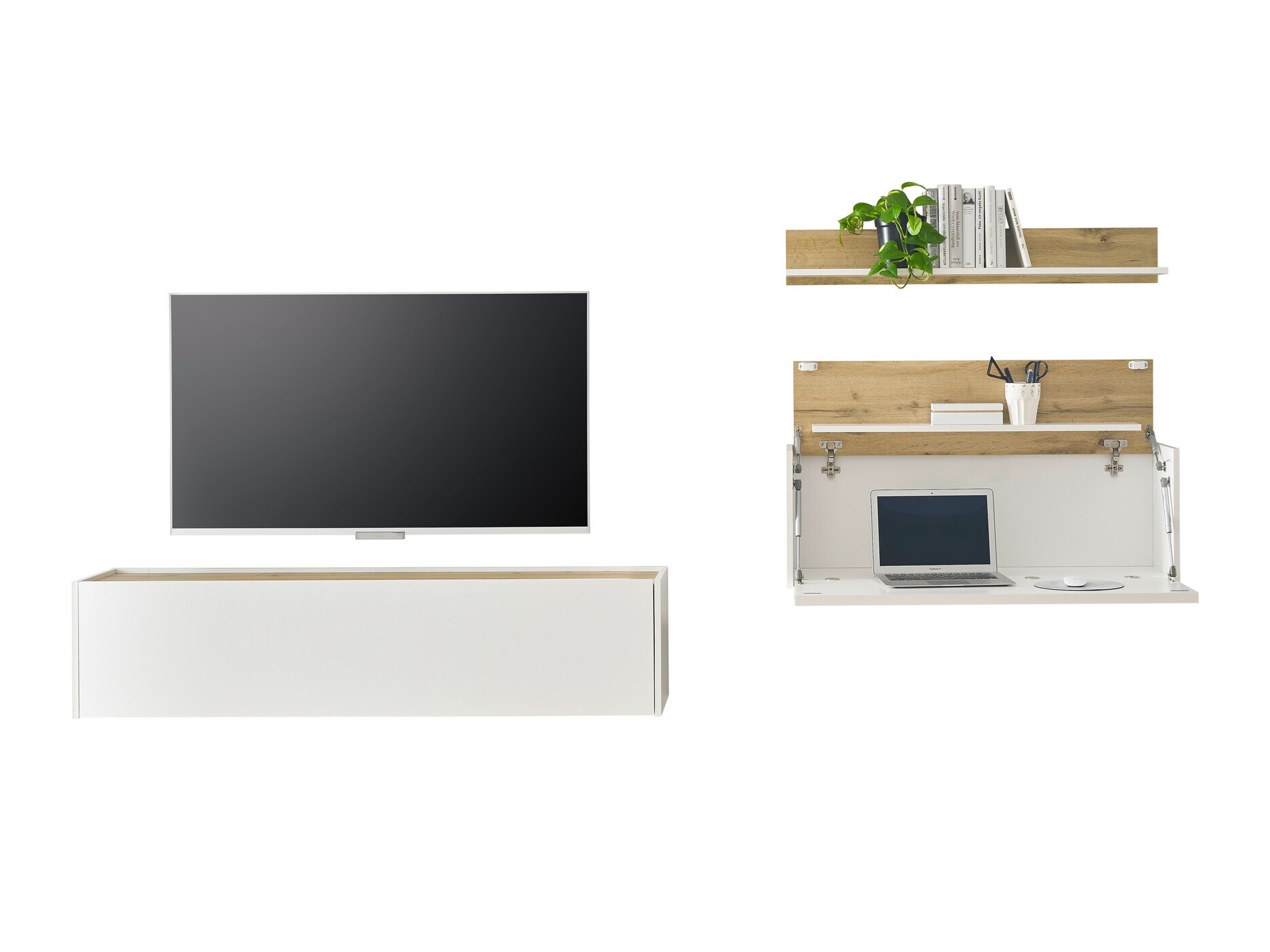 Conjunto para sala de estar Elbsori 143 (Branco + Carvalho wotan)