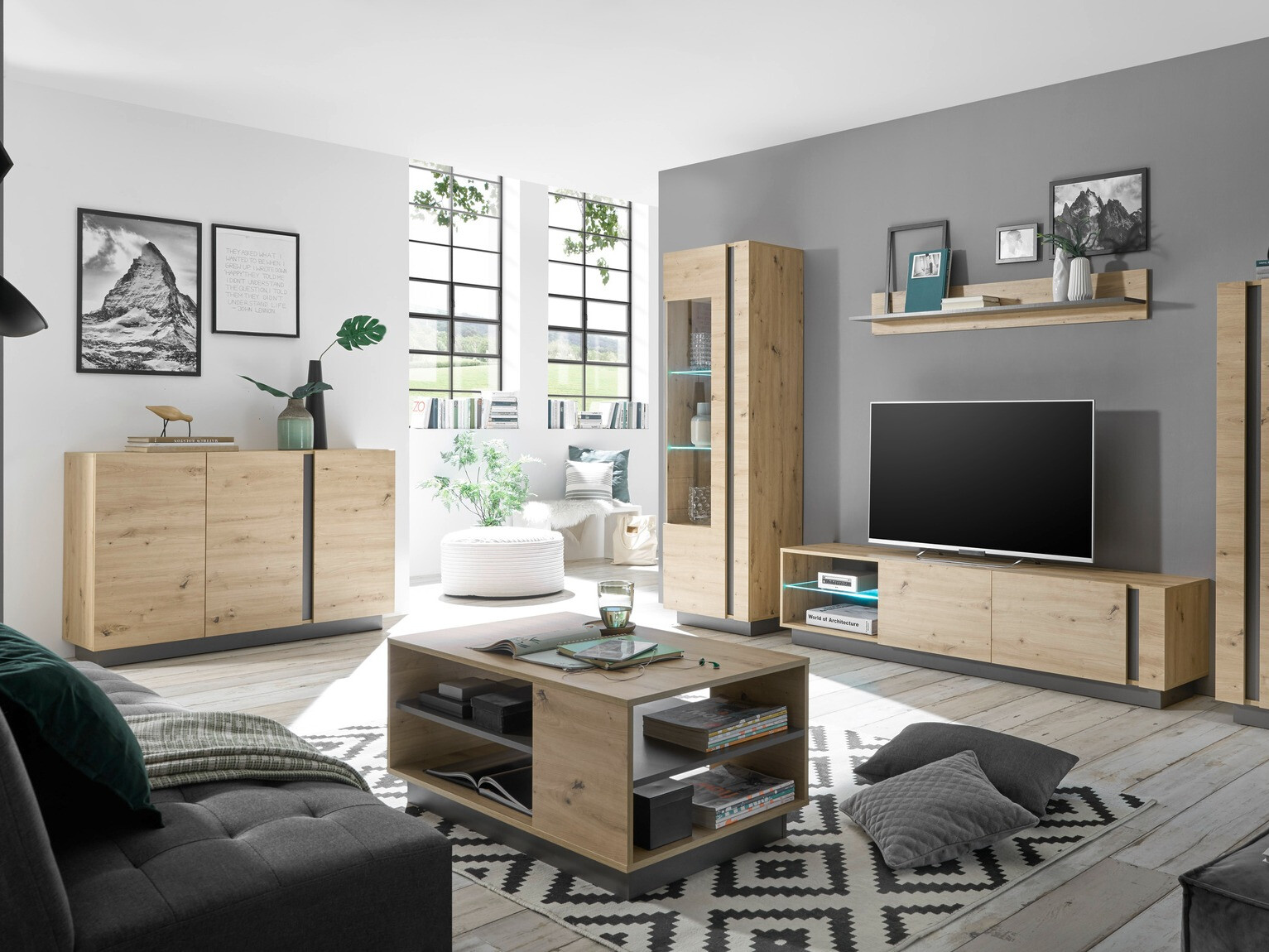 Aparador Veropho 106 (Carvalho Artisan + Grafite)