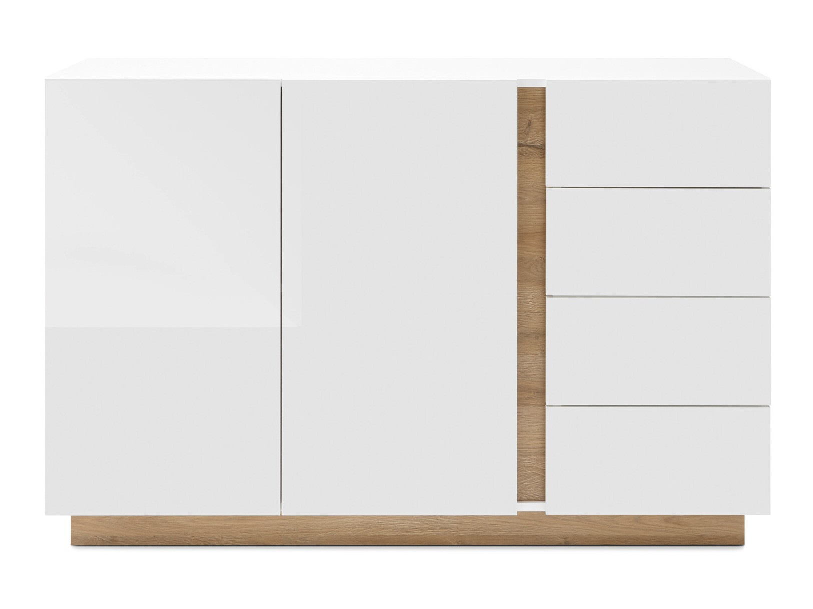 Cómoda Veropho 107 (Branco brilhante + Carvalho Grandson)