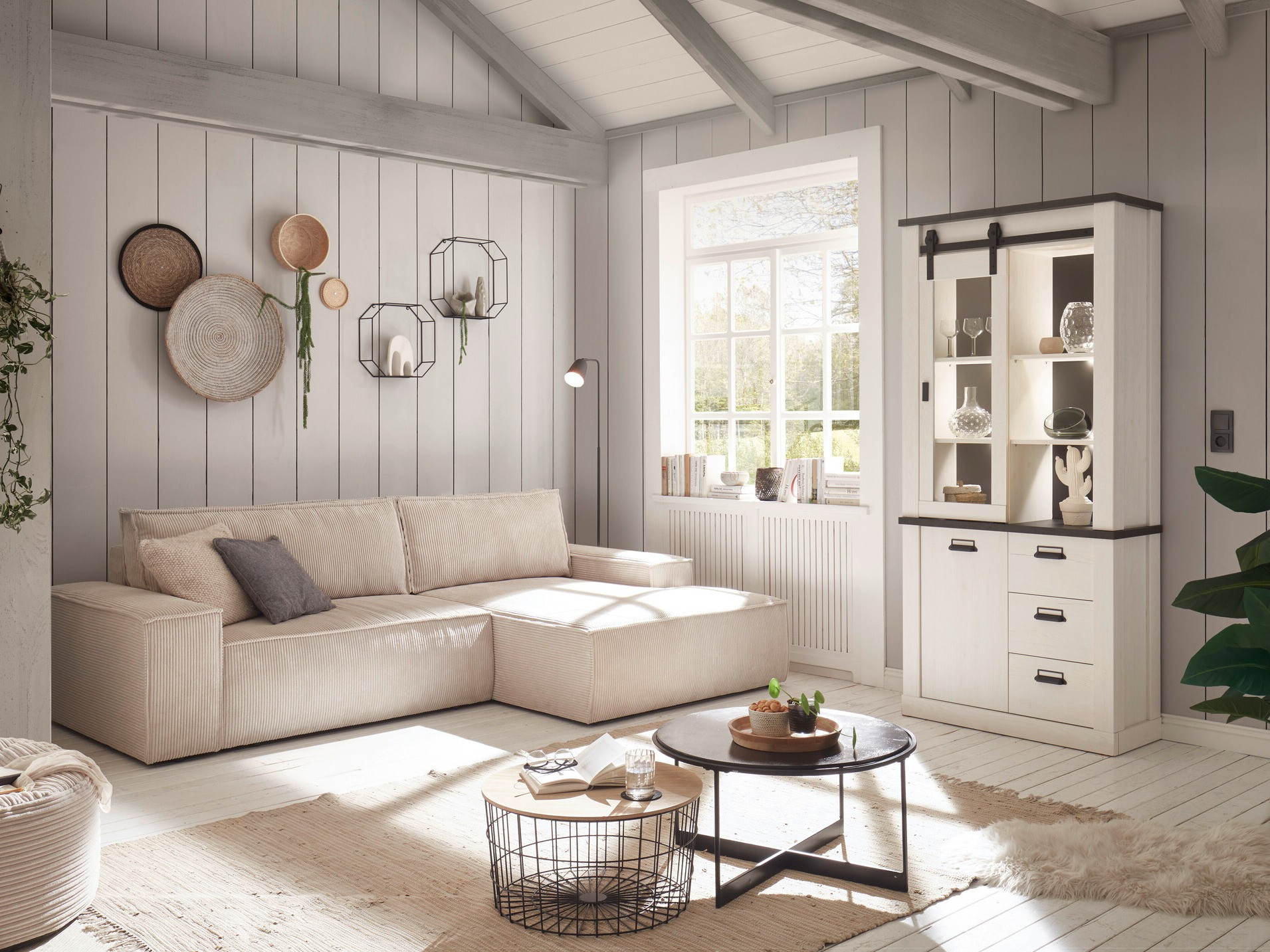 Estante Cirtale 114 (Pinheiro branqueado + Antrahite)