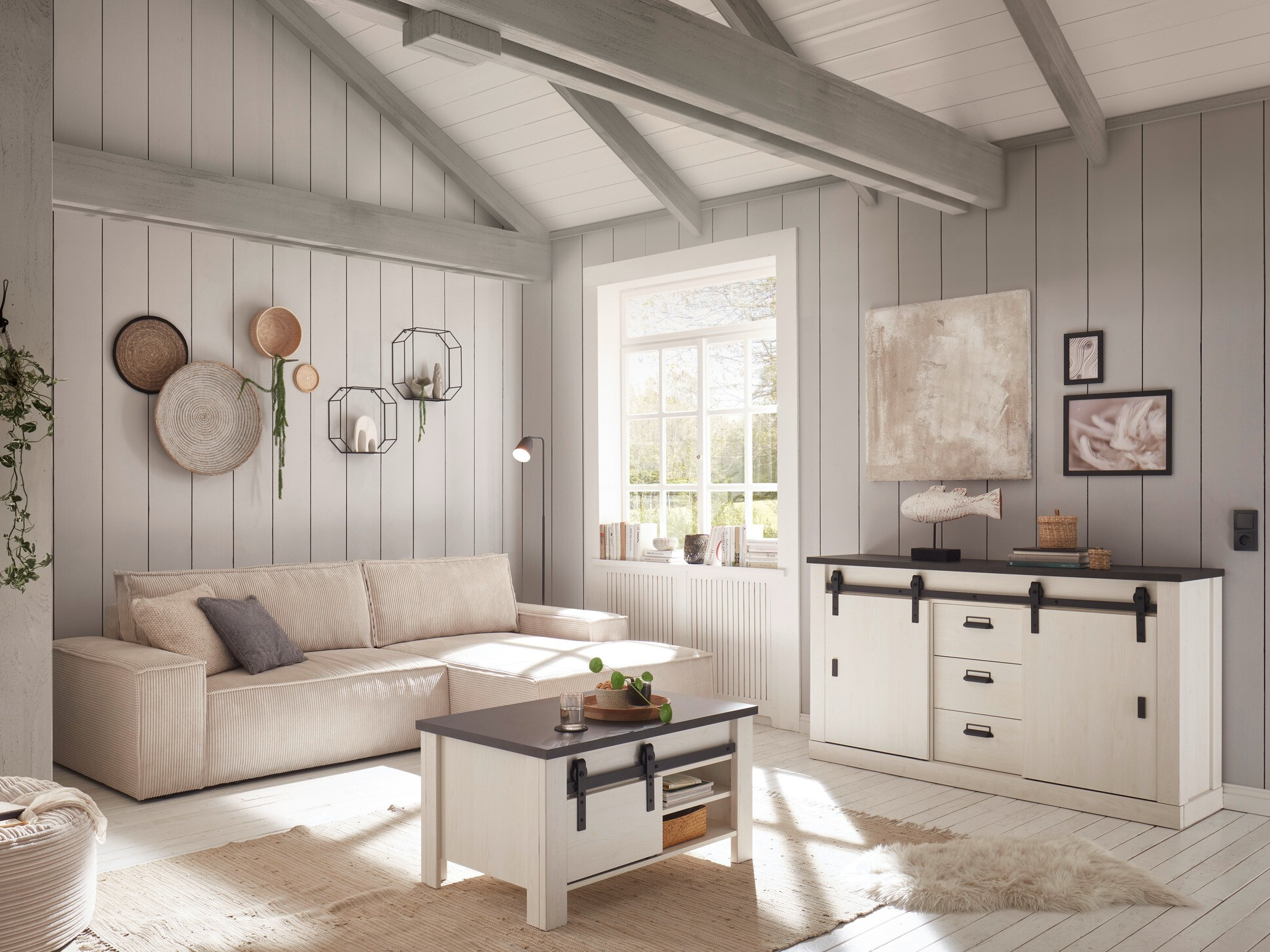 Mesa de centro Cirtale 111 (Antracite + Pinheiro branqueado)