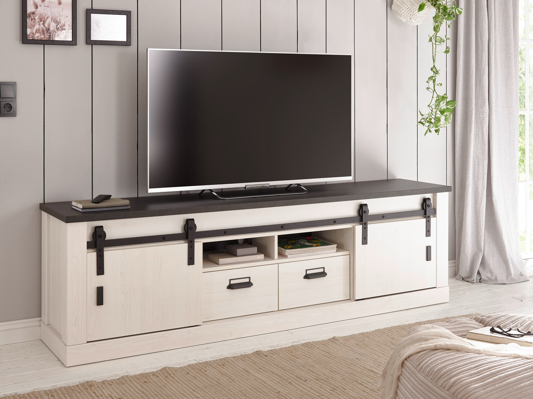 Móvel de TV Cirtale 113 (Antracite + Pinheiro branqueado)