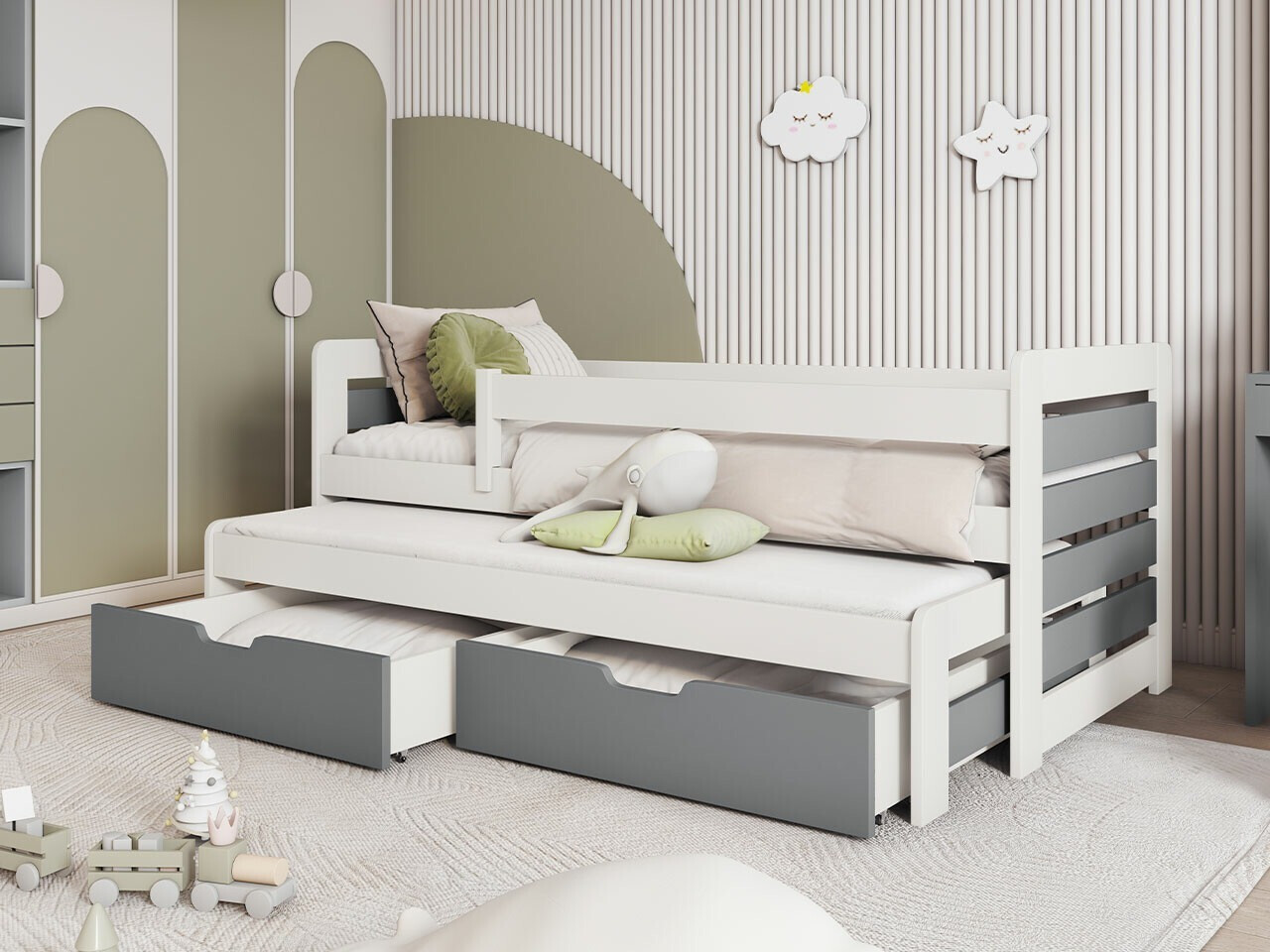 Cama Henderson 127 (Branco + Cinzento)