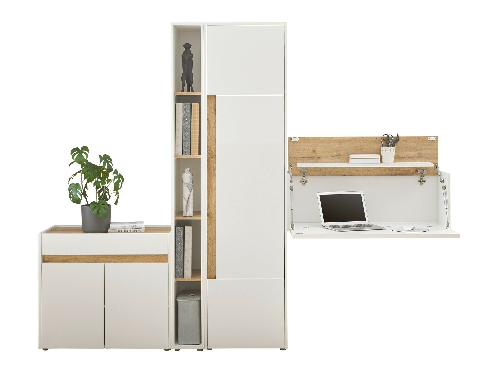 Conjunto de mobiliário Elbsori 156 (Branco + Carvalho wotan)
