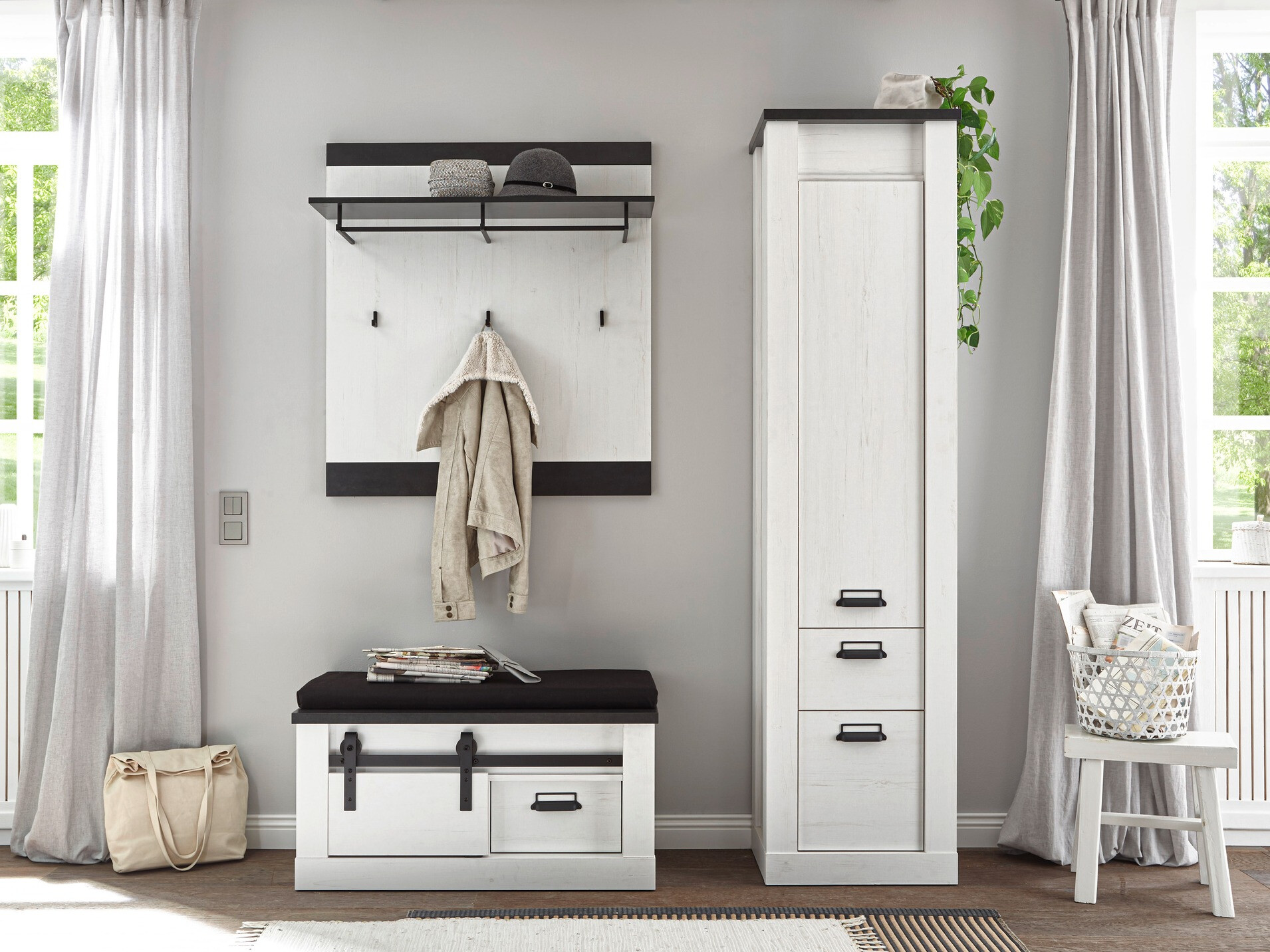 Cabide Cirtale 126 (Antracite + Pinheiro branqueado)