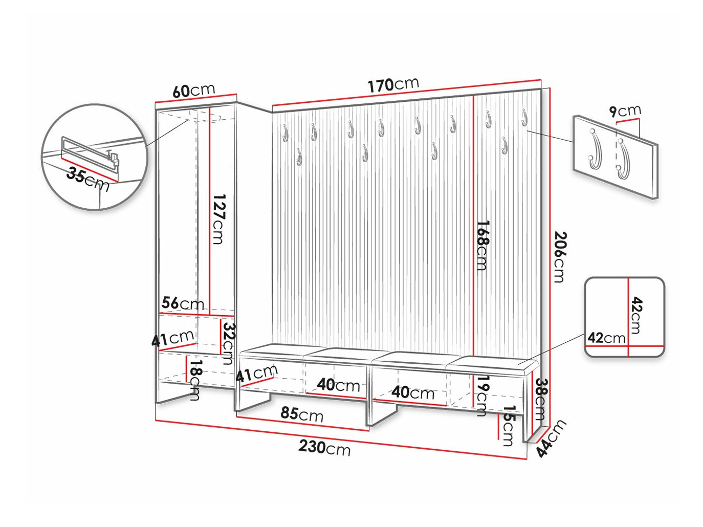 Conjunto para corredor Donio VI (Carvalho Artisan + Manila 16)