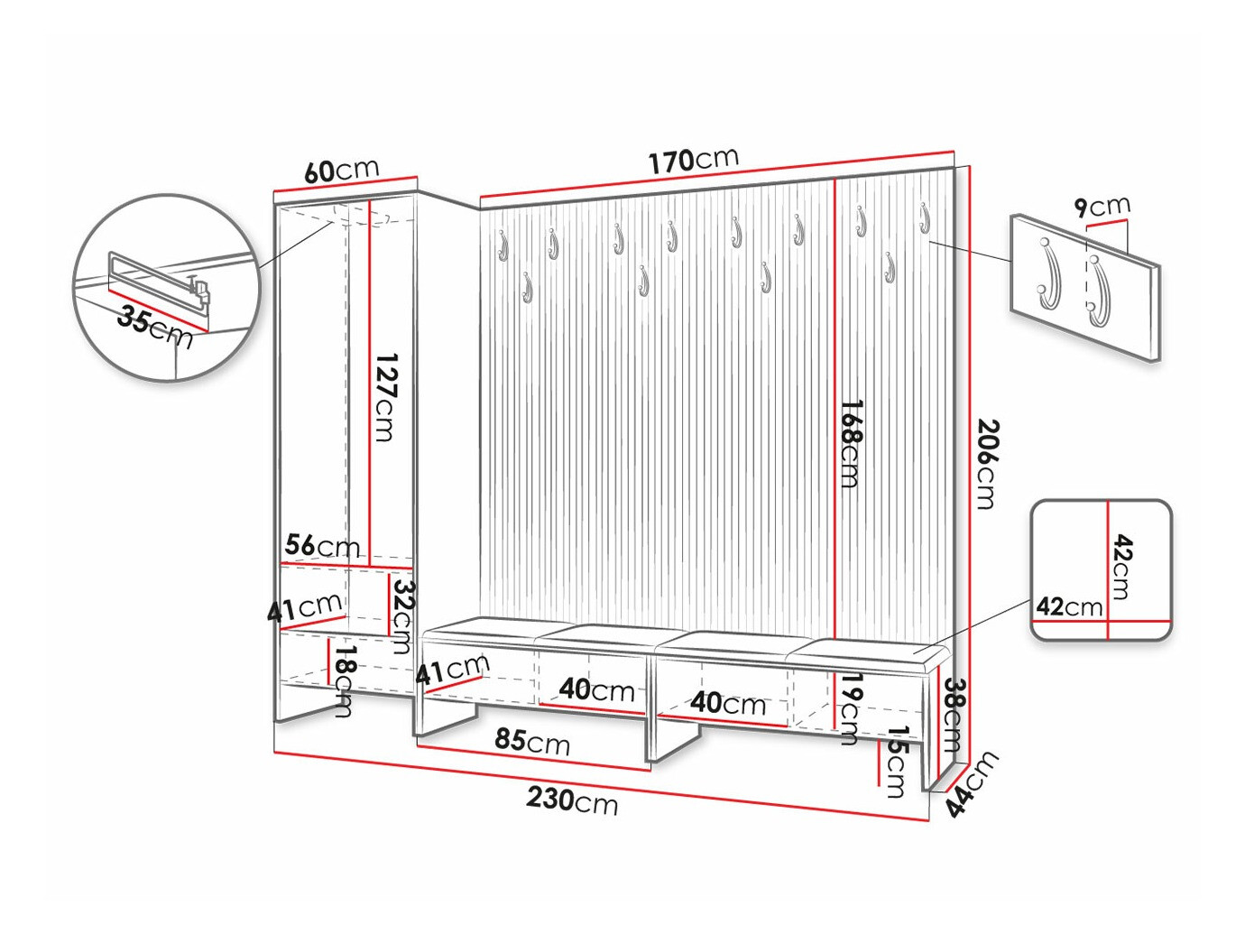 Conjunto para corredor Donio VI (Carvalho Artisan + Manila 18)