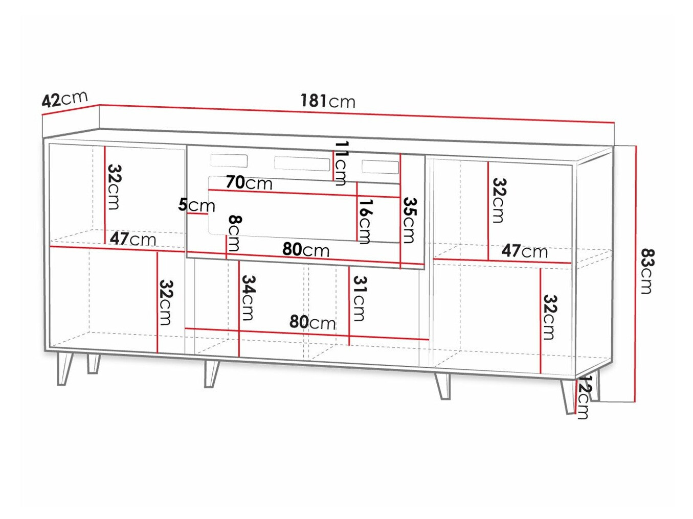 Aparador Dicto I (Preto + Dourado)