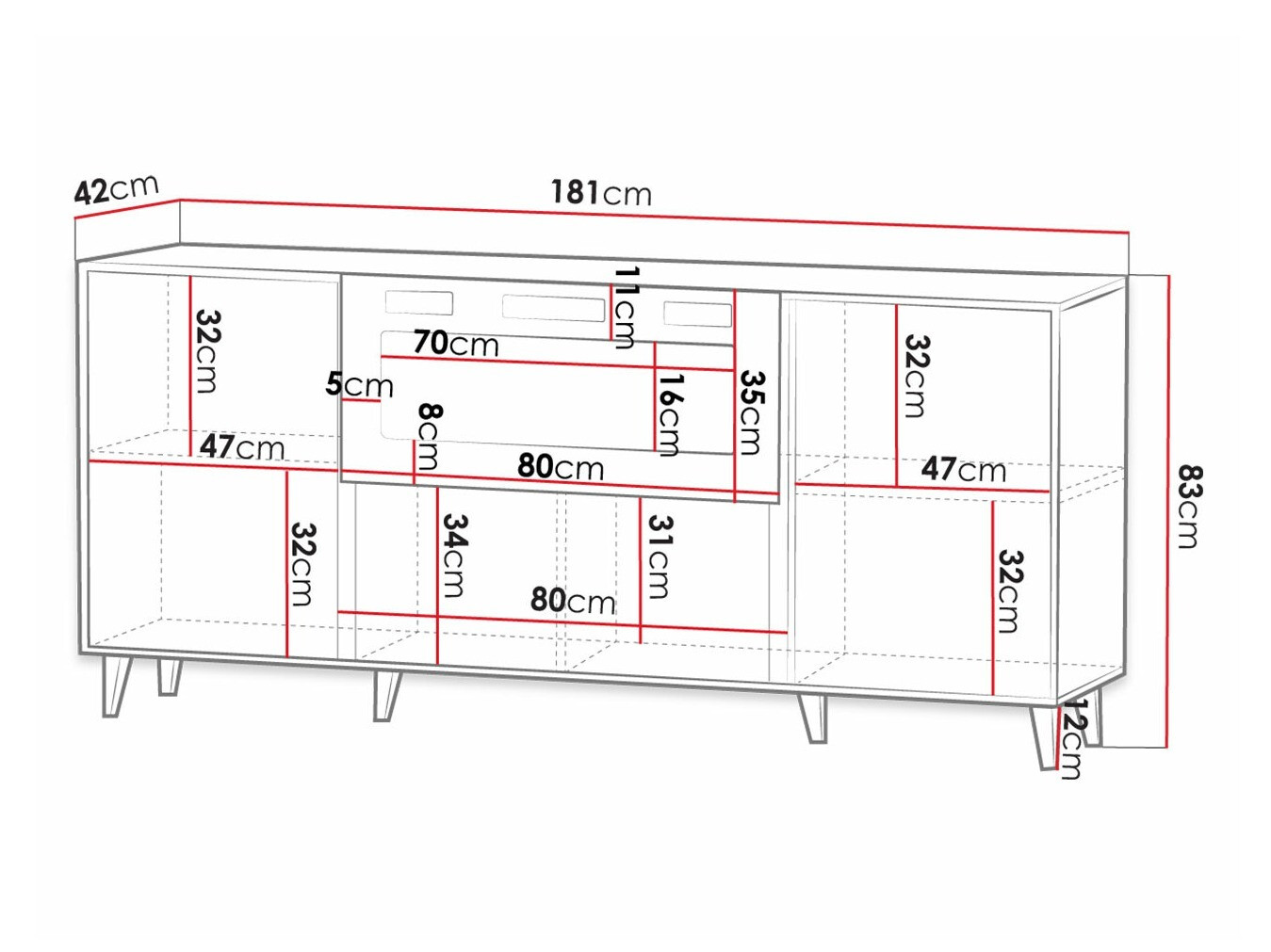 Aparador Dicto I (Preto + Dourado)