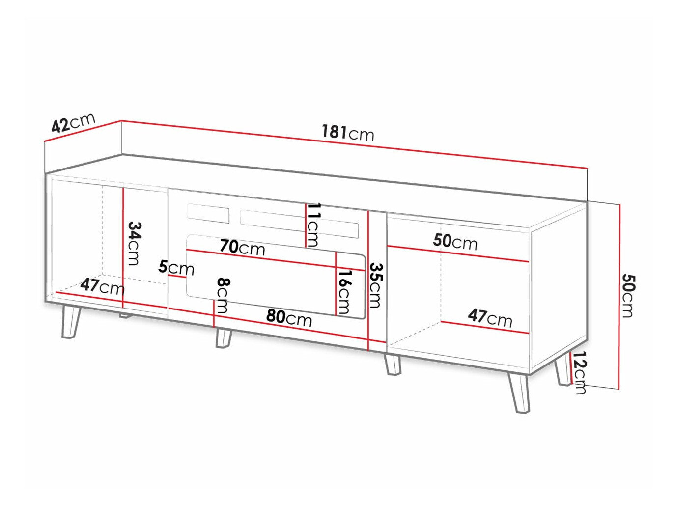 Móvel de TV Dicto II (Branco + Preto)