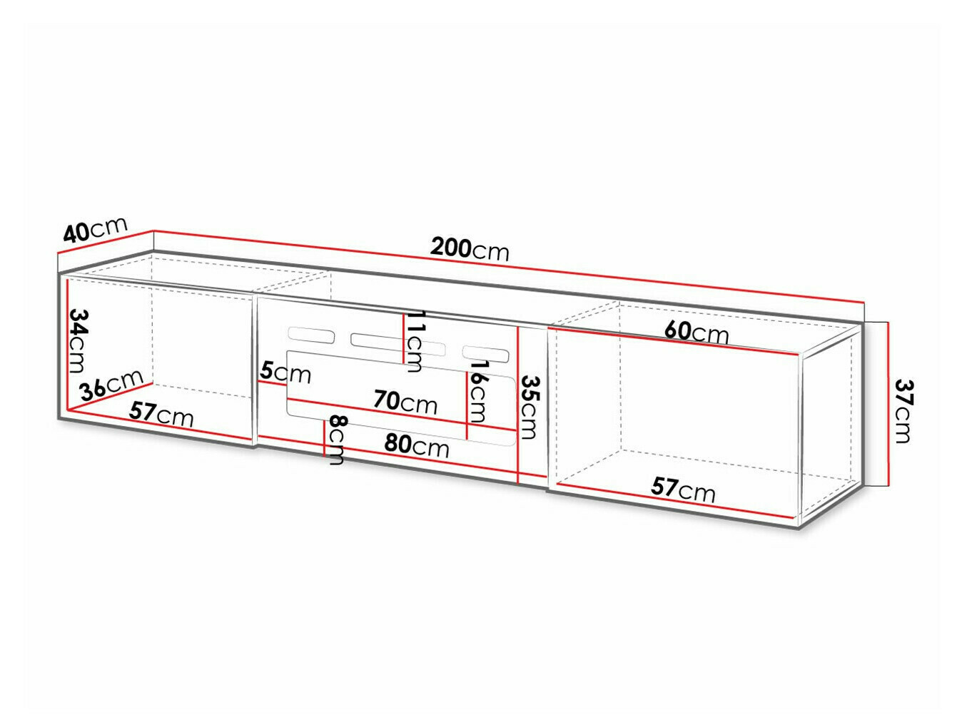 Móvel de TV Charlotte 162 (Branco + Branco brilhante)