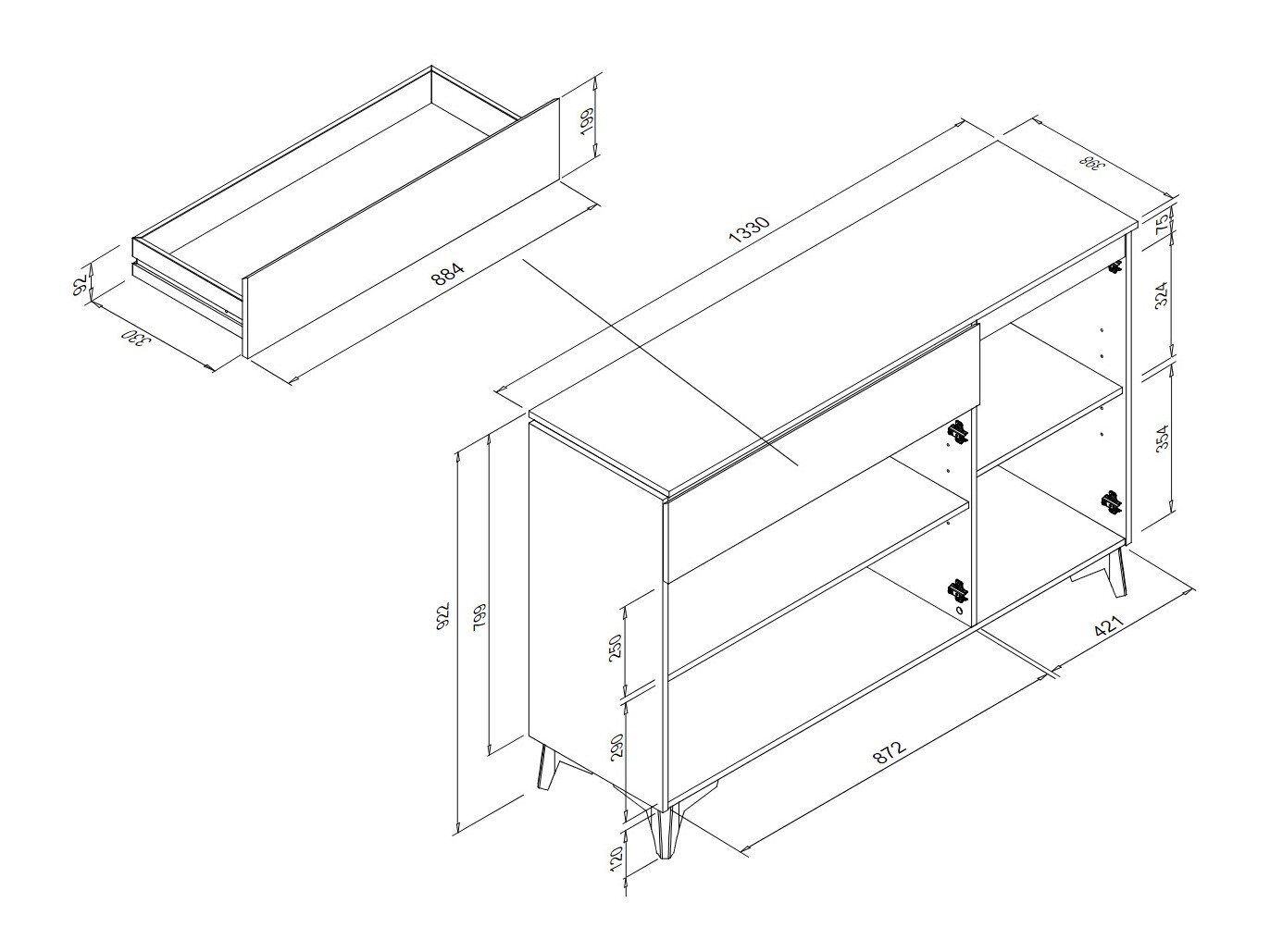 Cómoda Findlay V101 (Branco + Castanho claro)