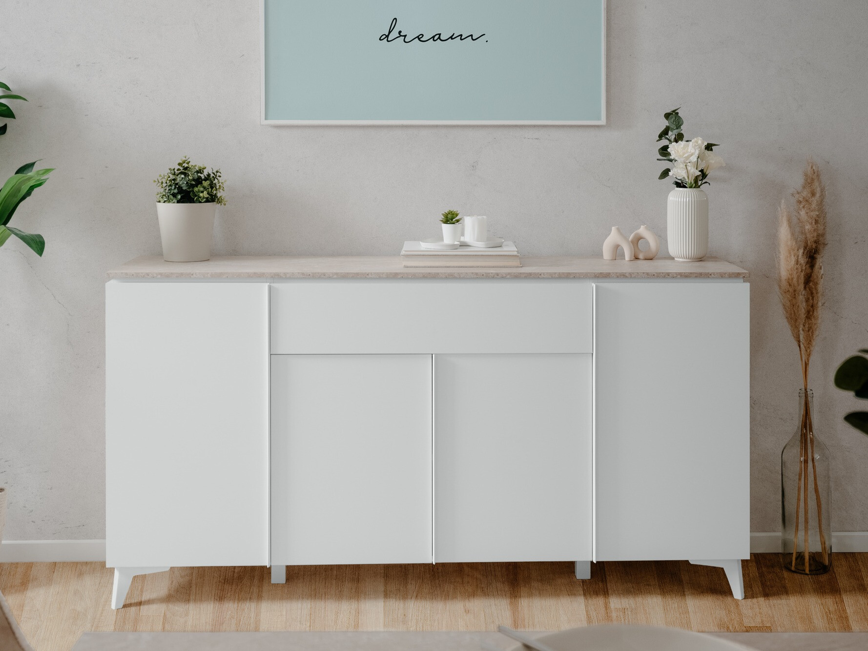 Cómoda Findlay V102 (Branco + Castanho claro)